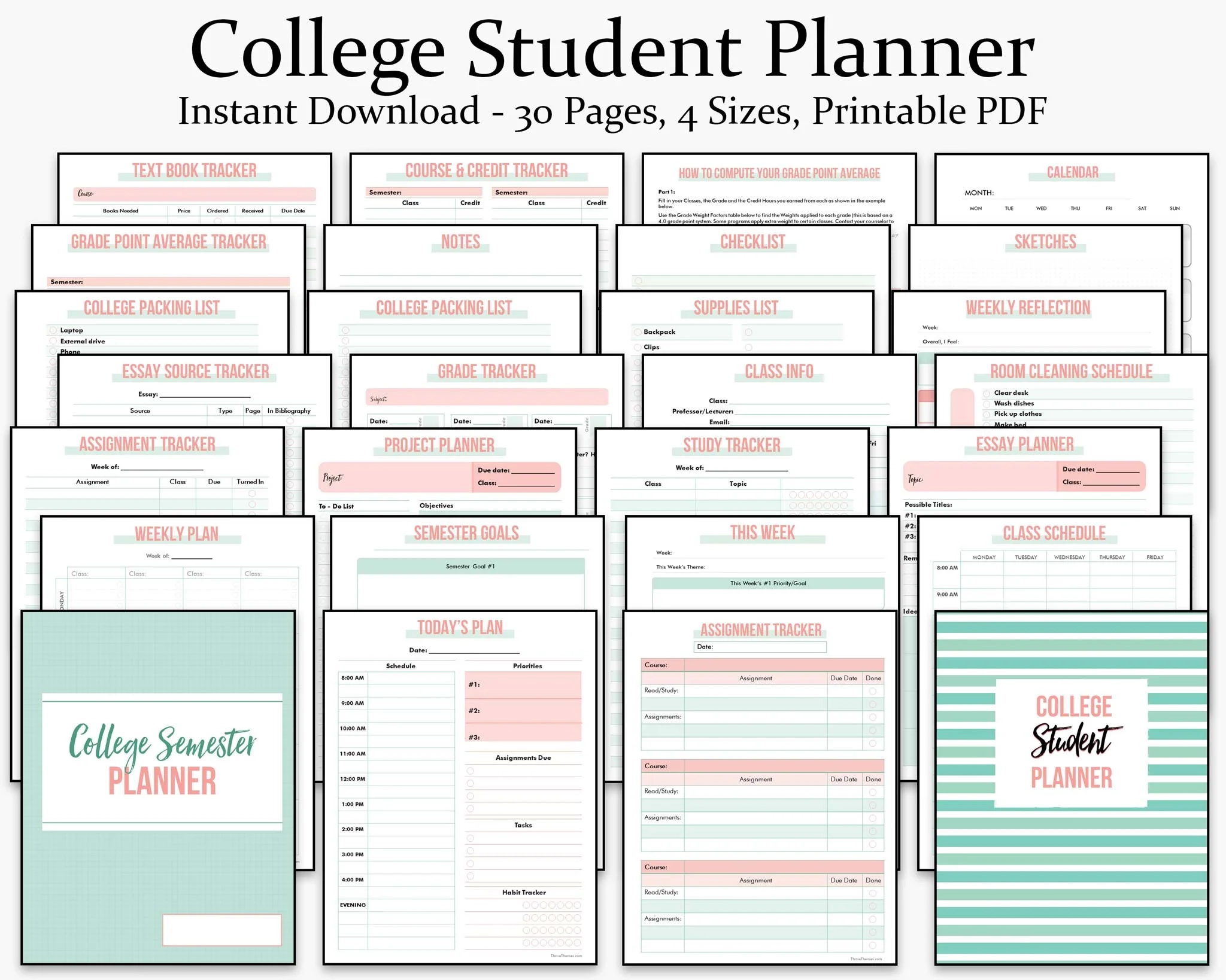 College Student Planner Printable Thrive Planners
