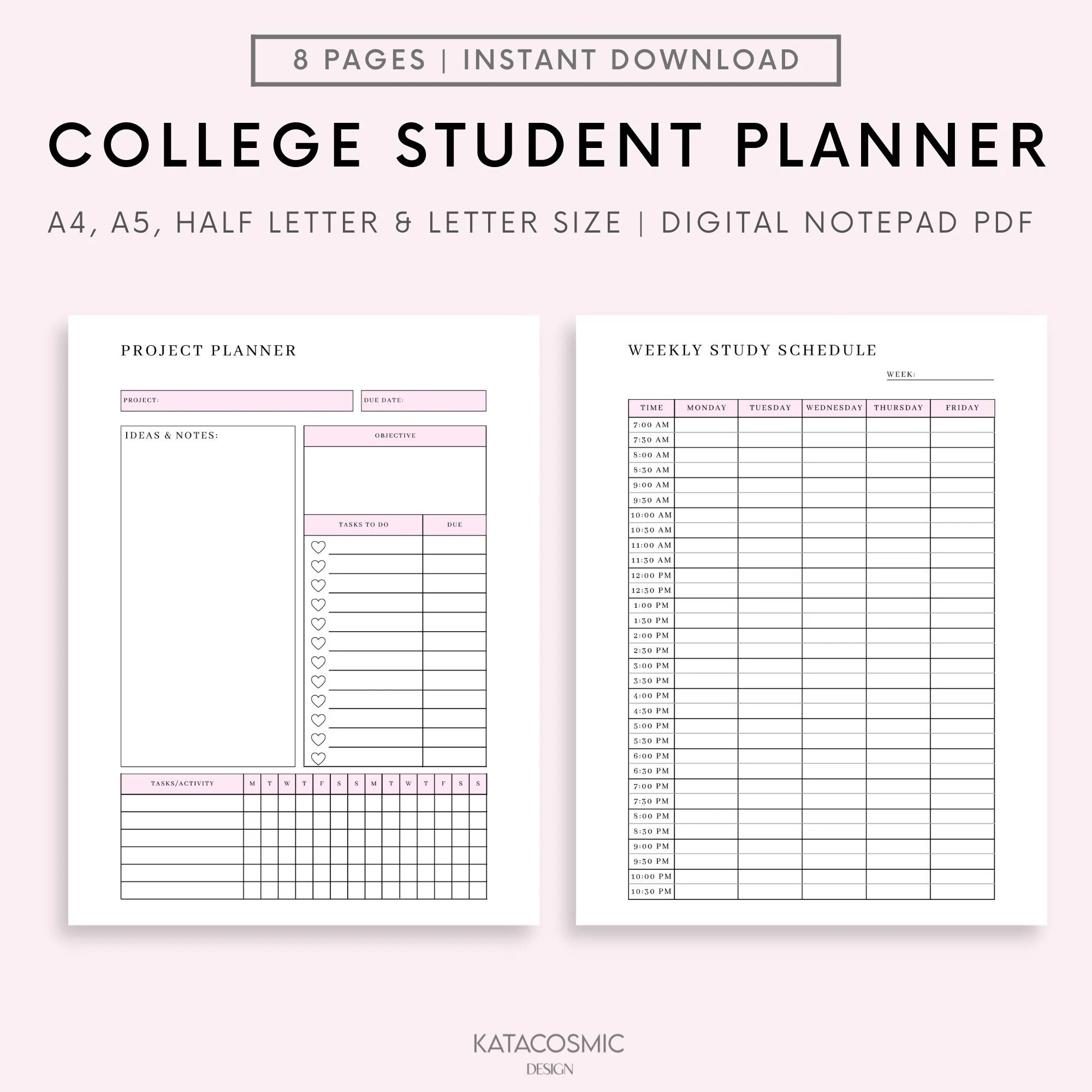 Weekly College Student Planner Printable