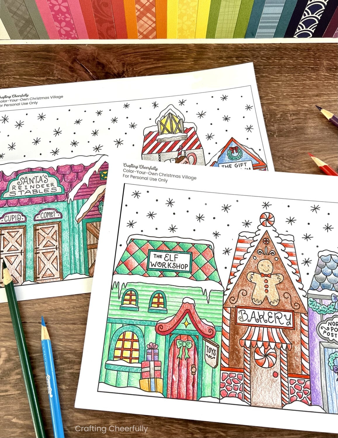 Color Your Own Christmas Village Free Printable Coloring Pages Crafting Cheerfully