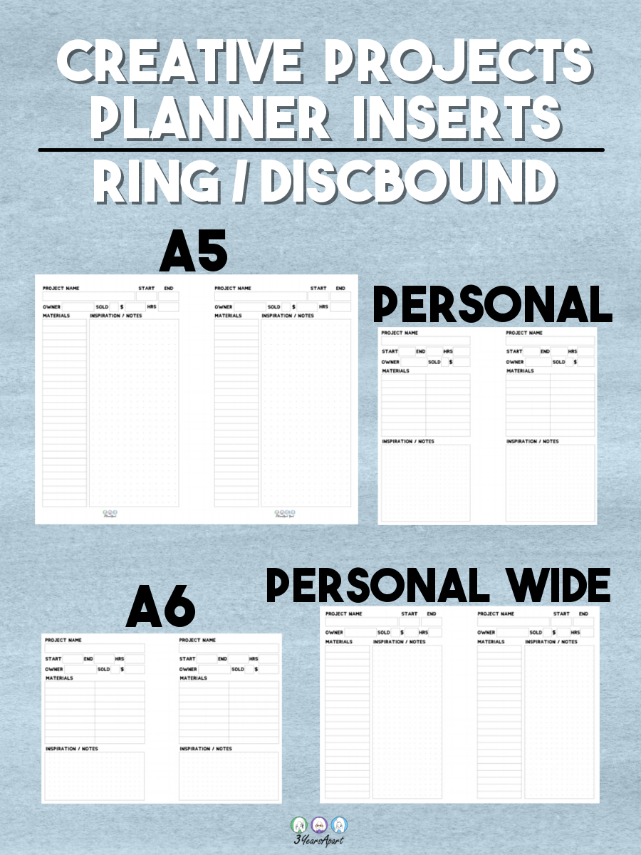 Creative Project Planner Inserts Free Printable For Traveler s Notebooks And Planners 3 Years Apart