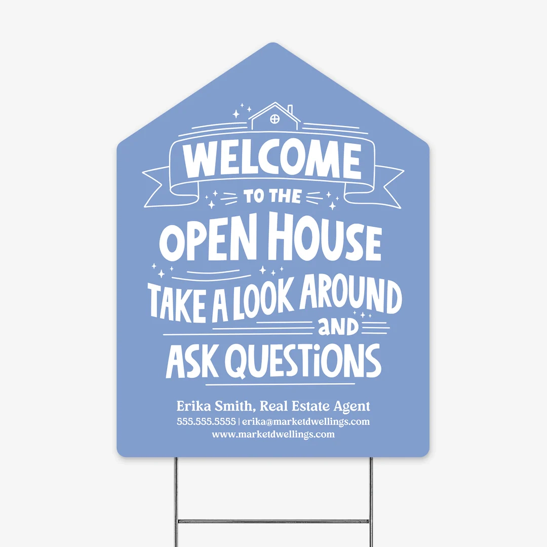 Customizable Welcome To The Open House Real Estate Yard Sign Market Dwellings Customizable Welcome To The Open House Real Estate Yard Sign Market Dwellings