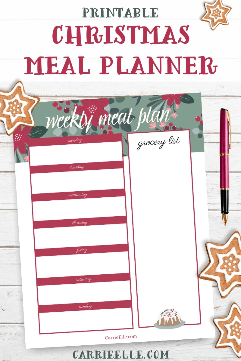 Cute And Simple Printable Christmas Meal Planner Carrie Elle