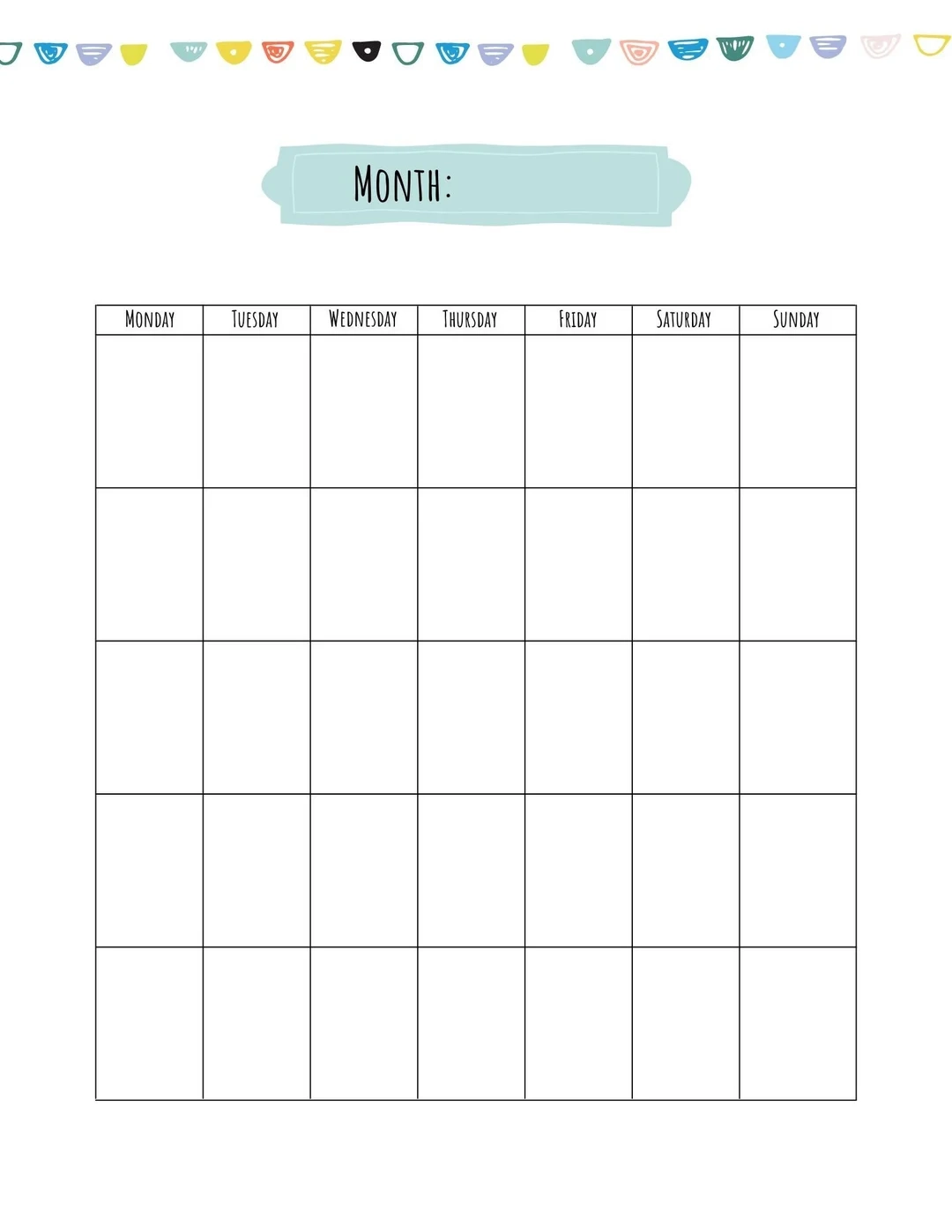 Blank Calender Printable Sheet Blank Calender Printable Sheet