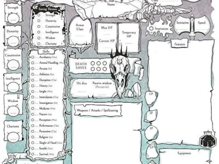 D D 5e Monster Character Sheets Printable RPG Sheets digital Download Etsy