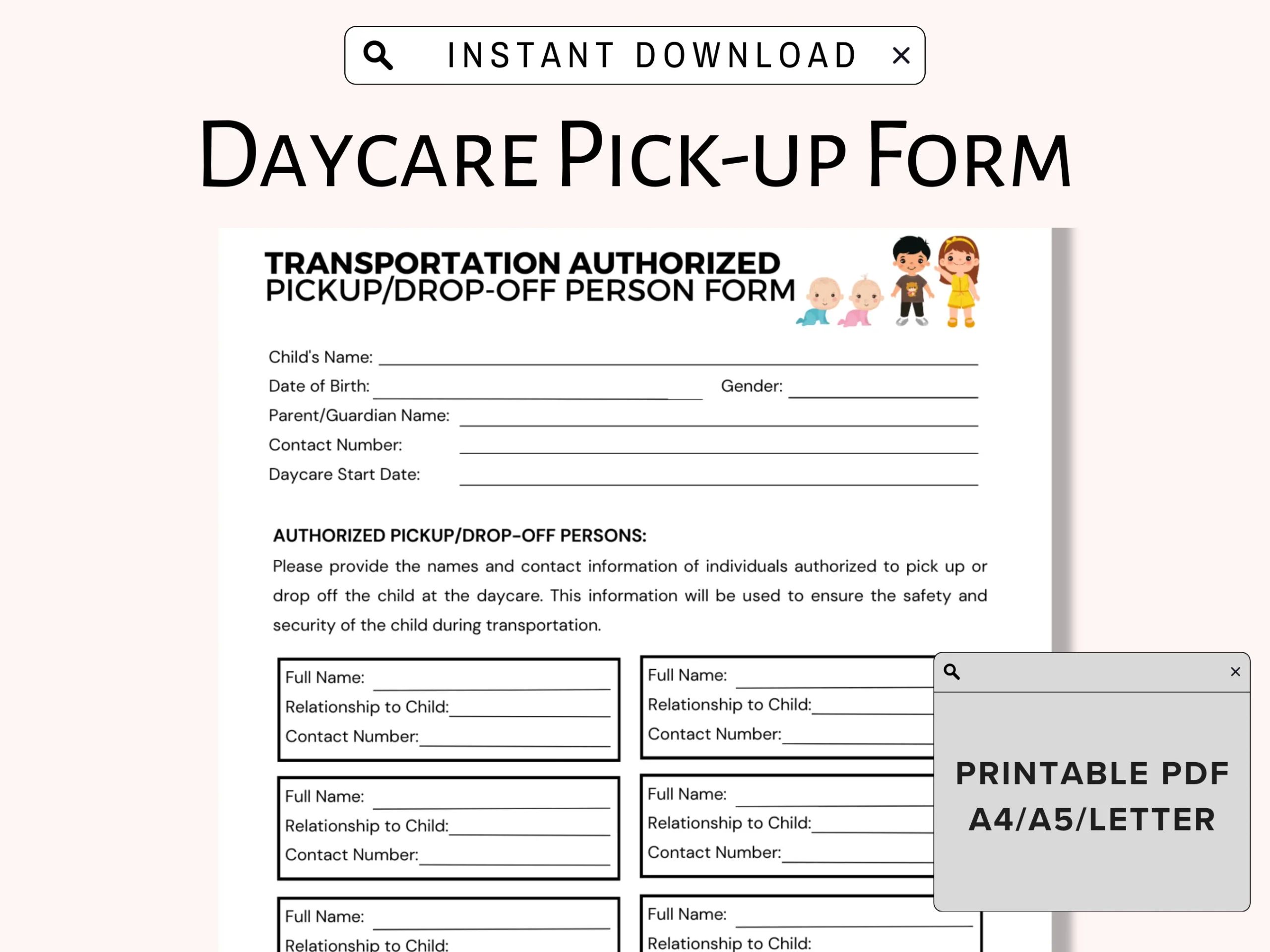 Printable Student Pick Up List