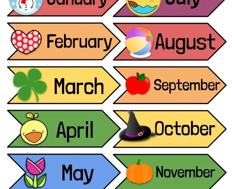 Days Of The Week Months Of The Year Printable Vipkid Gogokid Classroom Prop Calendar Rainbow Etsy