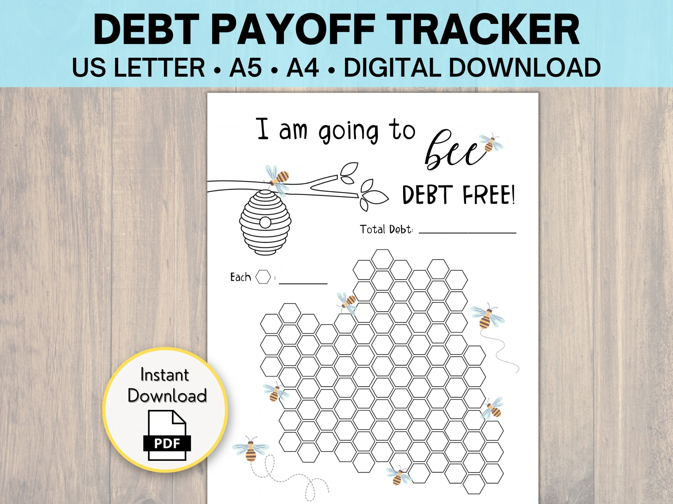 Debt Tracker Printable Going To Bee Debt Free Loan Payoff Dave Ramsey Baby Step 2 Debt Snowball Debt Tracker Debt Payoff Debt Planner Etsy