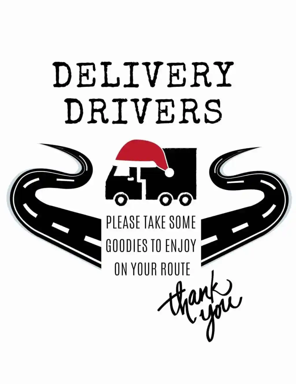 Delivery Driver Snack Sign Printable Free Printable Party Favors