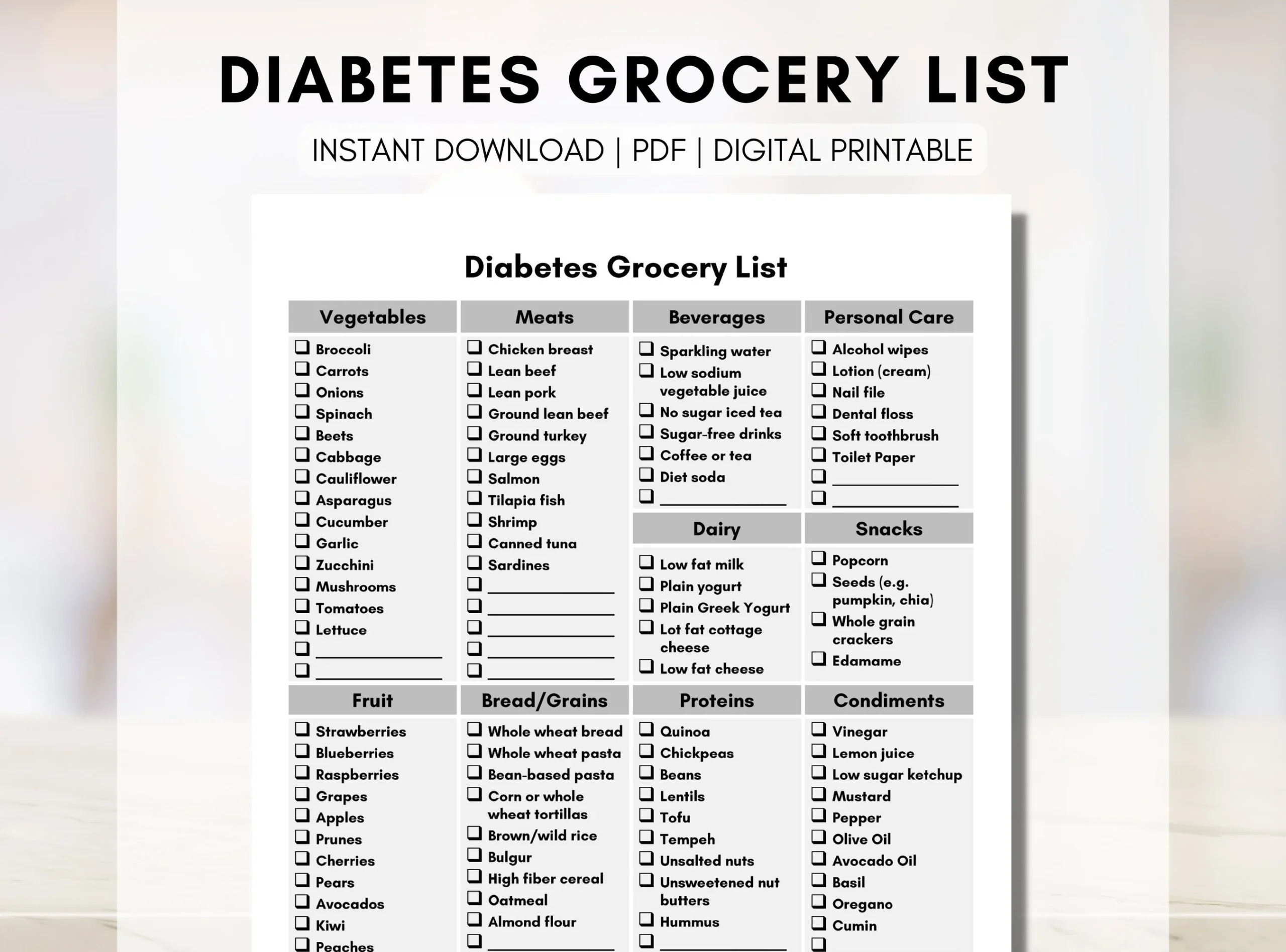 Diabetic Shopping List Printable Diabetic Shopping List Printable