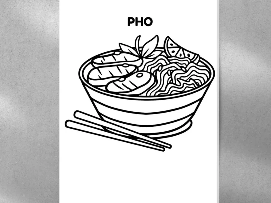 Digital Pho Food Colouring Pages Vietnamese Digital Download Pages Fun Kids Activity Printable Worksheets Etsy
