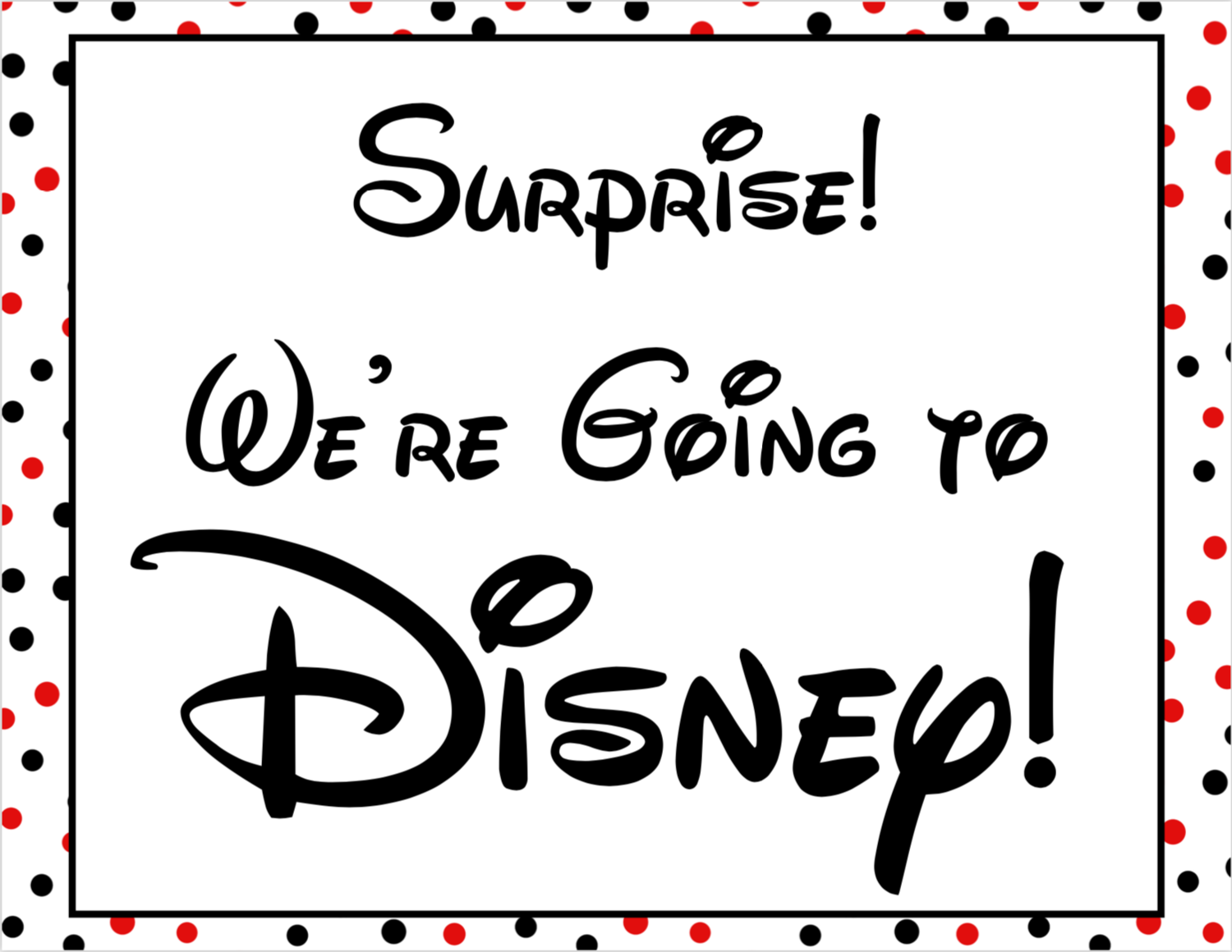 Disney World Surprise Announcement Sign With Countdown And Fake Ticket Boarding Pass 9 Pgs 
