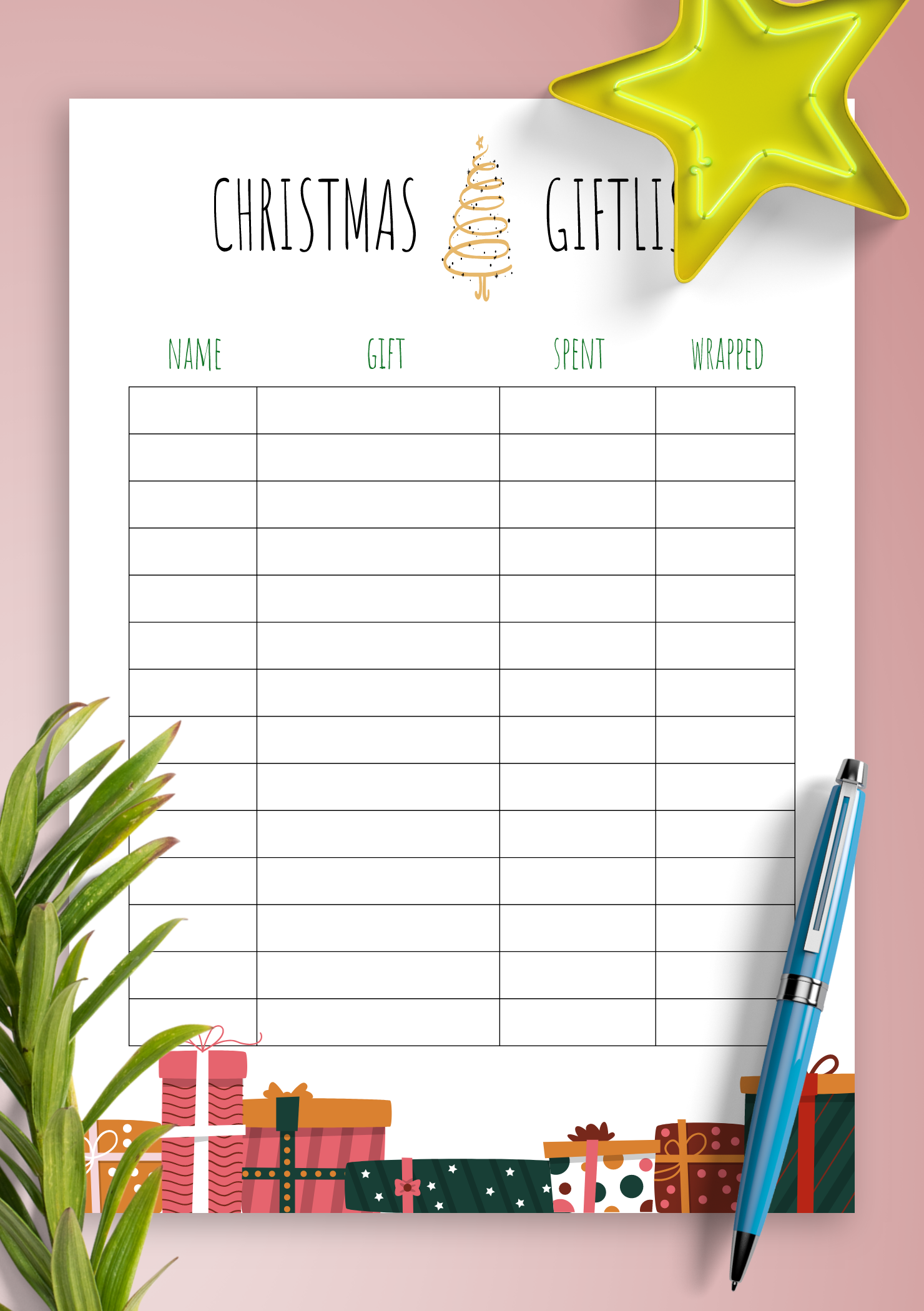 Printable Christmas Gift List A5 Planner