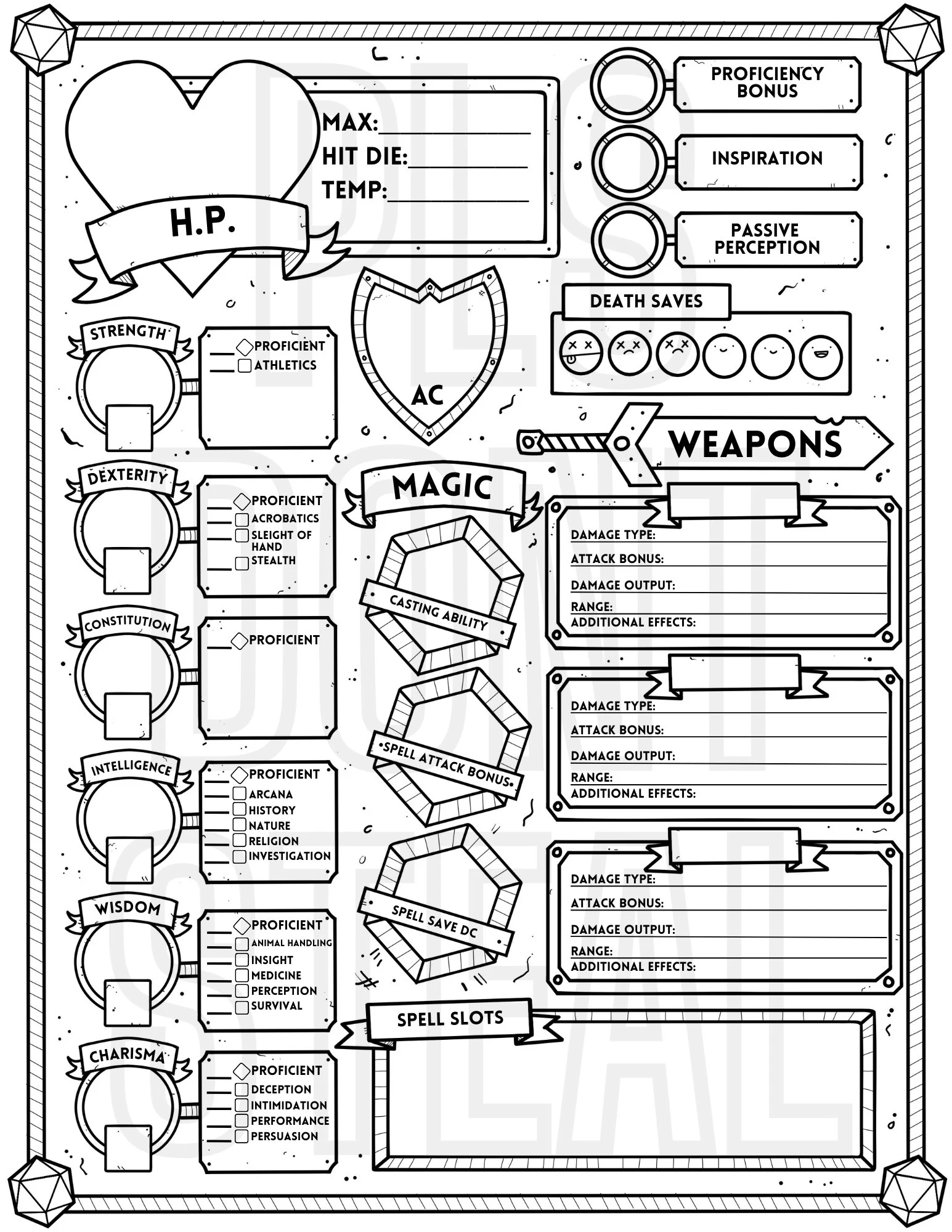 Printable 1st Edition Dnd Character Sheet