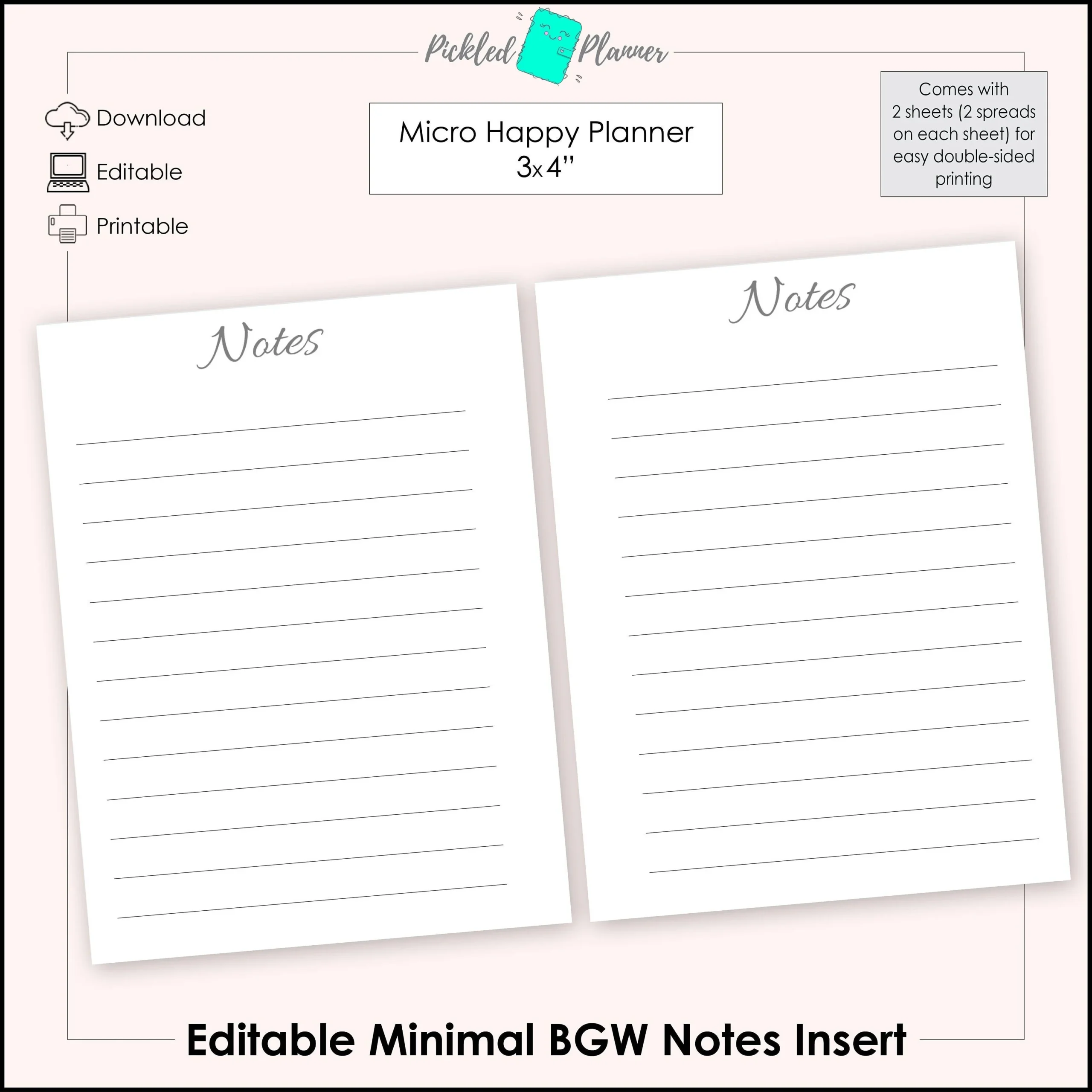 Editable Micro Minimal Black Gray White Notes Planner Printable 3x4 Micro Happy Planner Insert Edit Print Etsy Editable Micro Minimal Black Gray White Notes Planner Printable 3x4 Micro Happy Planner Insert Edit Print Etsy