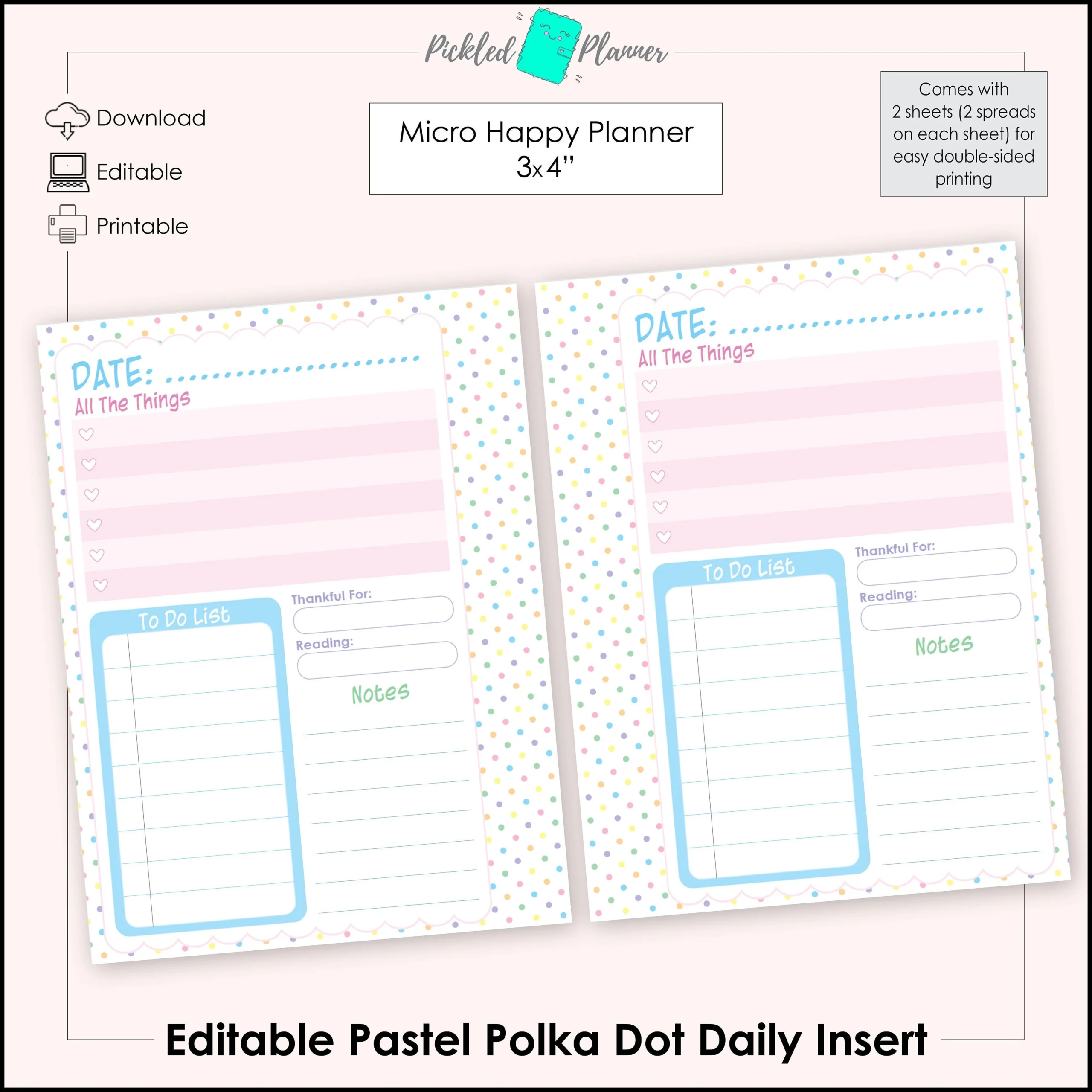 Editable Micro Pastel Dots Undated Daily Planner Printable 3x4 Micro Happy Planner Insert Edit Print Etsy Editable Micro Pastel Dots Undated Daily Planner Printable 3x4 Micro Happy Planner Insert Edit Print Etsy