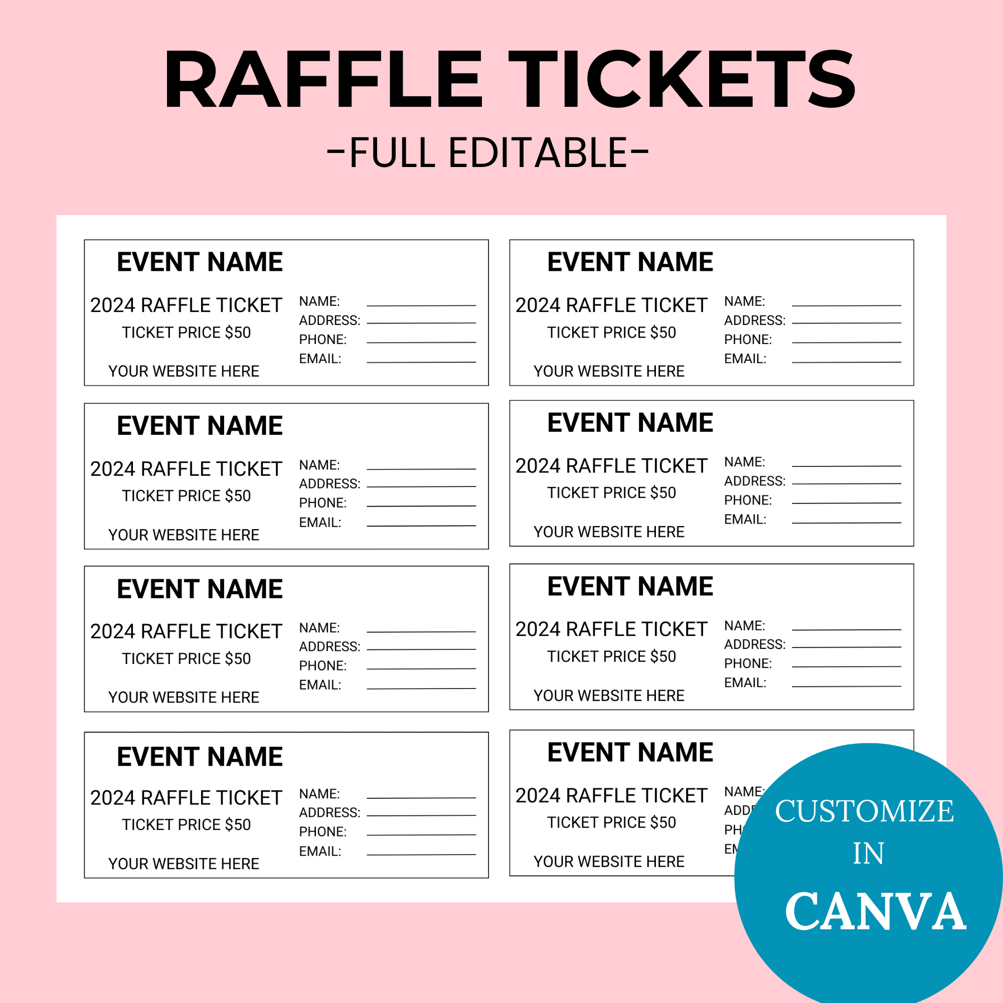 Printable Sheet Of Raffle Tickets