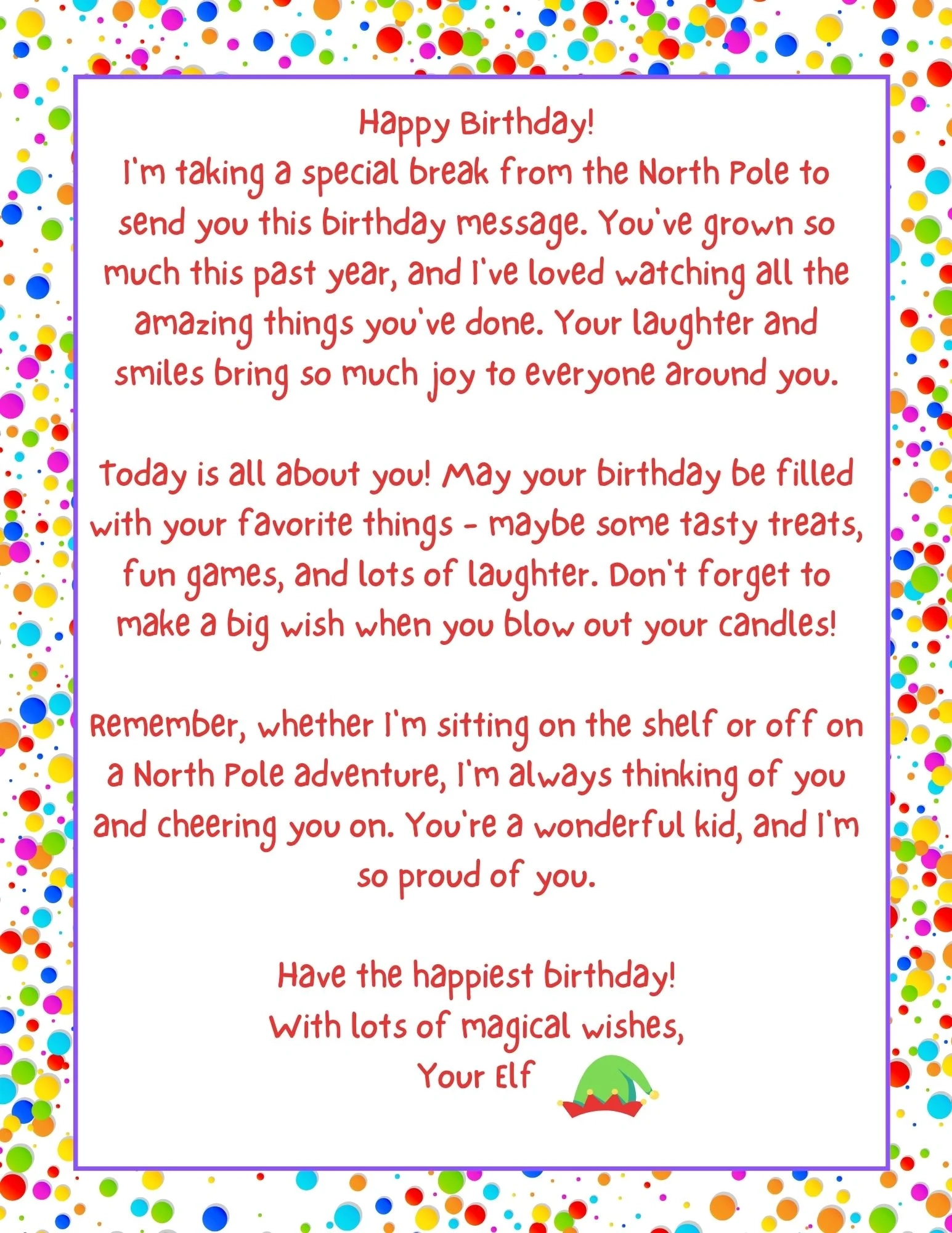 Elf Birthday Letter A Sparkle Of Genius