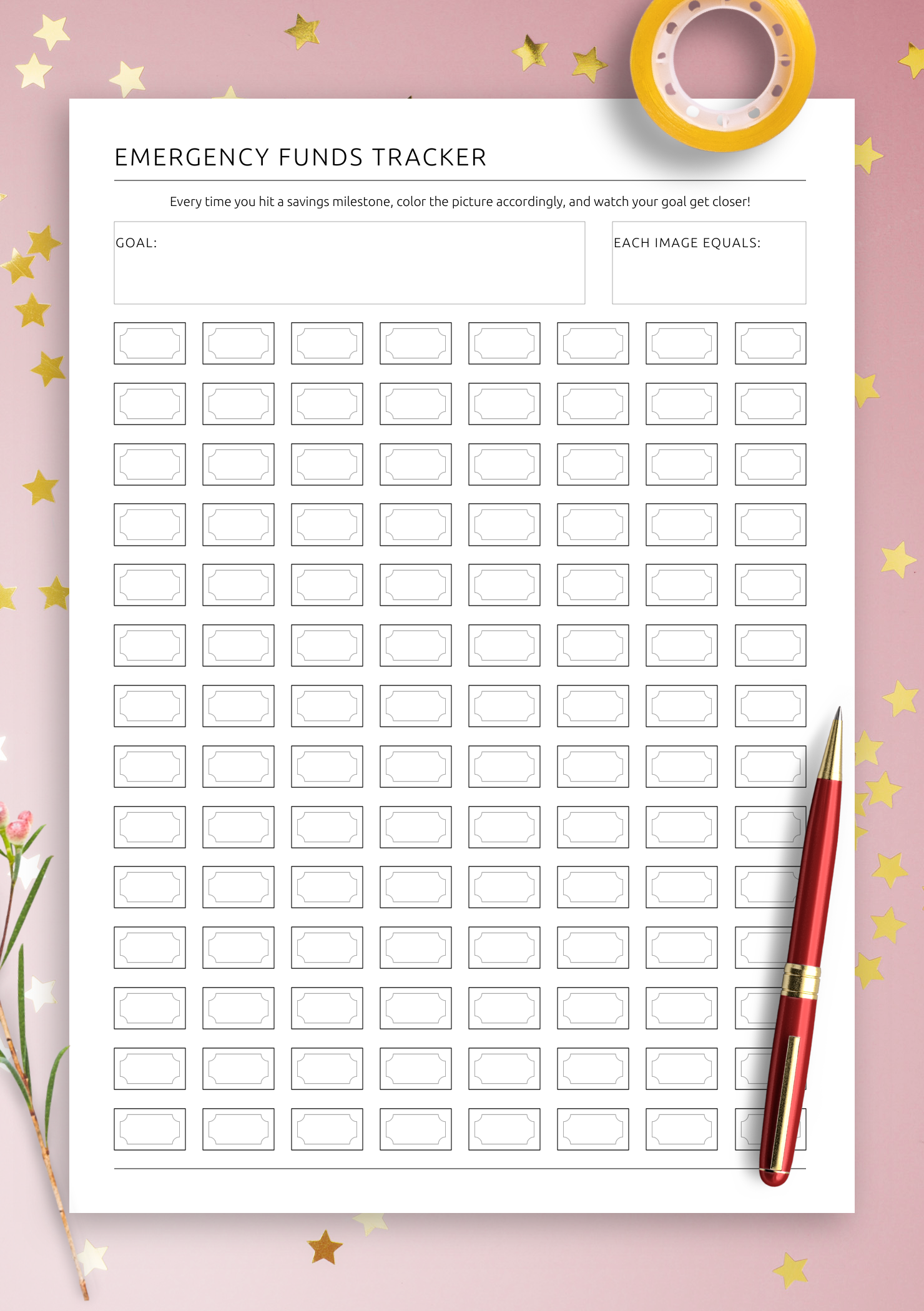 Emergency Fund Tracker Template Printable Digital Formats For ReMarkable Kindle Boox