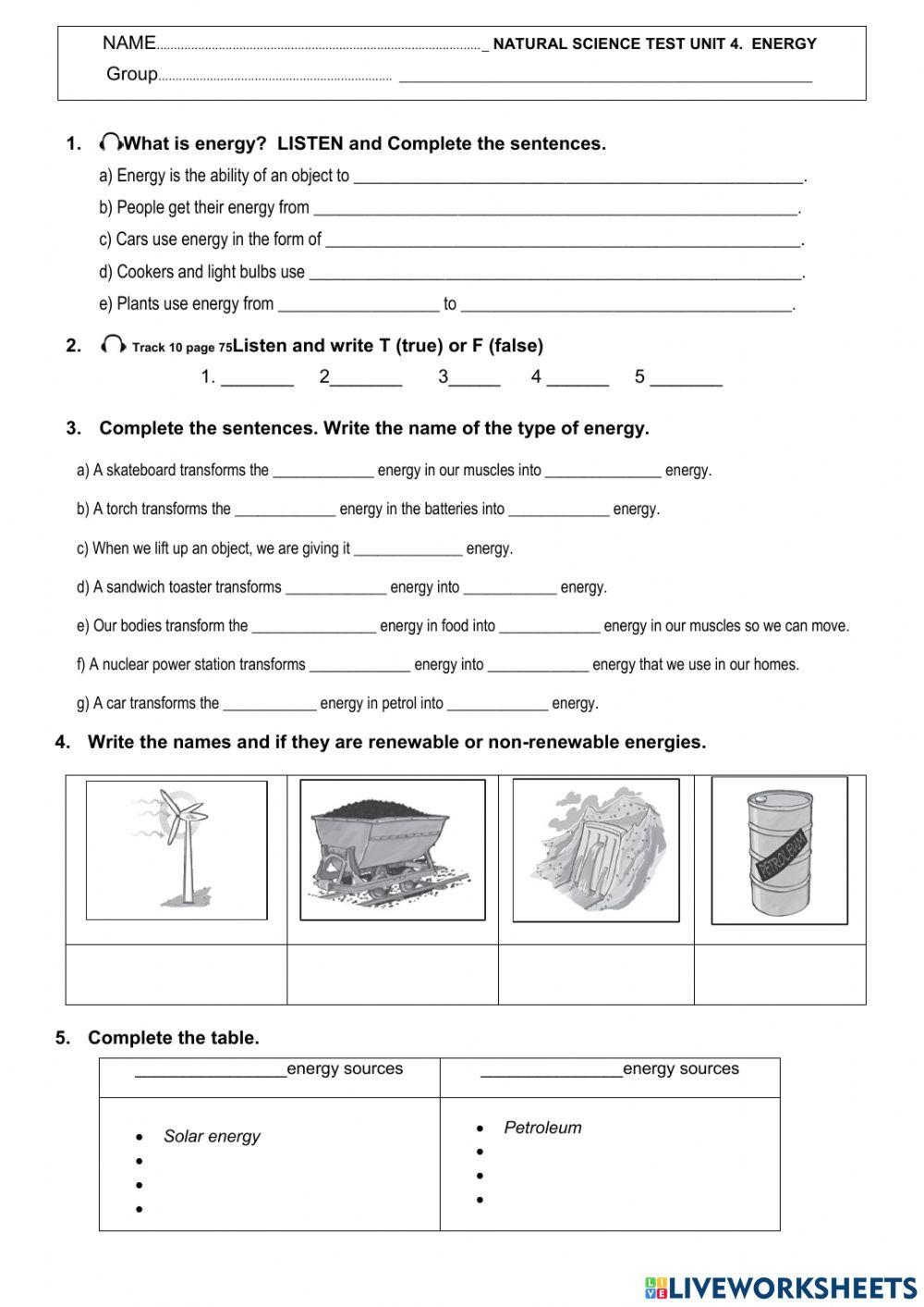 ENERGY 5th Grad Free Interactive Worksheets 6465923 ENERGY 5th Grad Free Interactive Worksheets 6465923