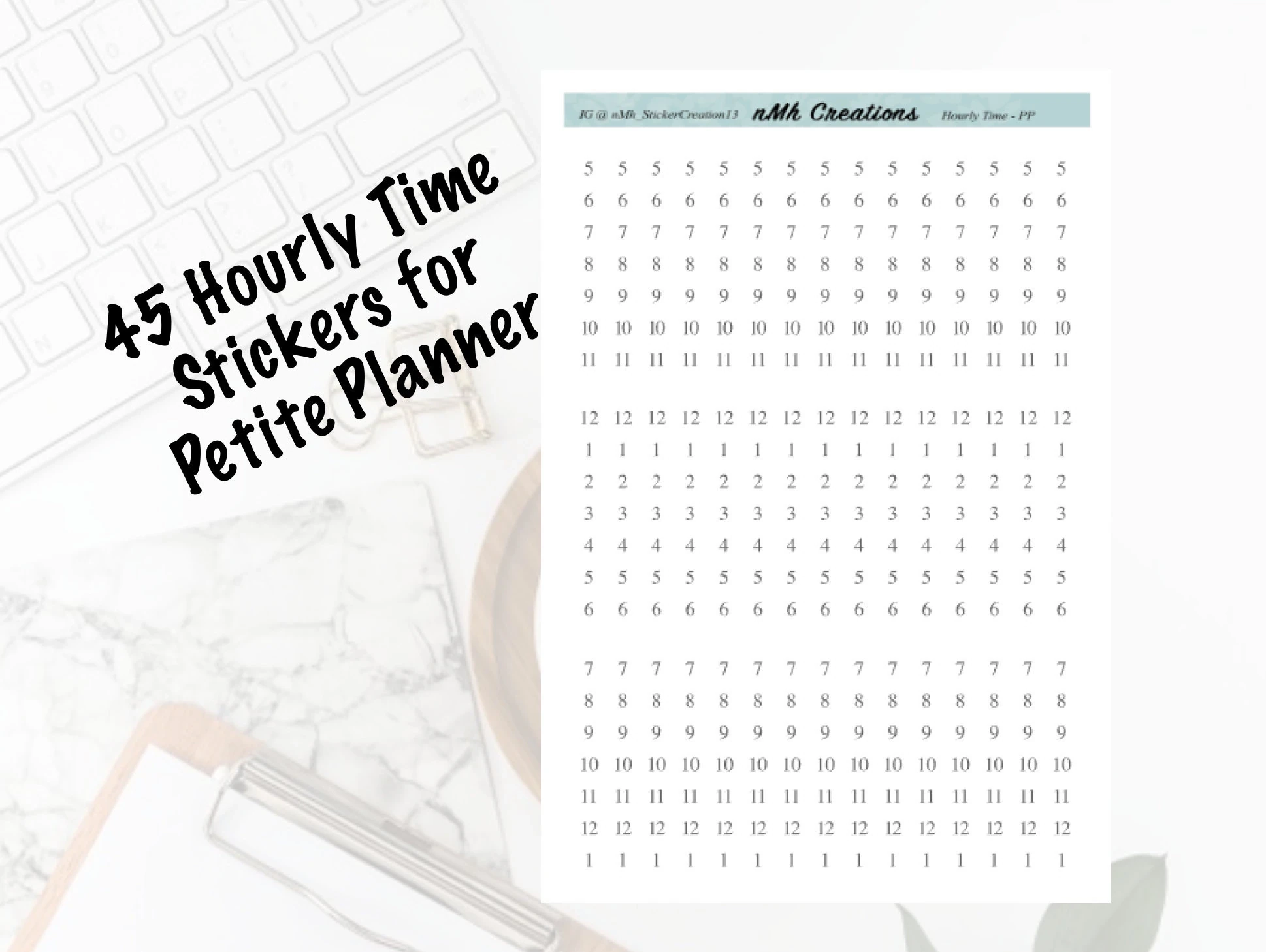 Erin Condren Hourly Time Stickers For Petite Planner Etsy