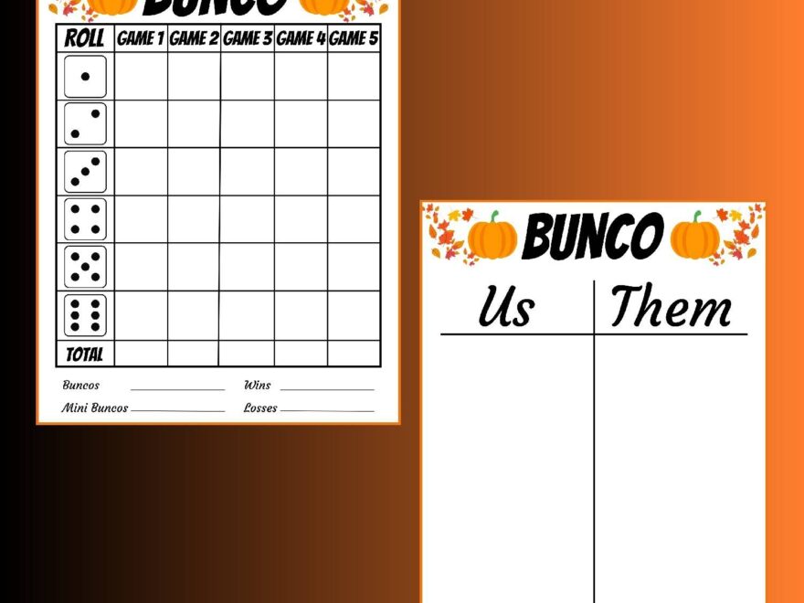 Fall Bunco Score Sheets Fall Games Fall Activities Back To School