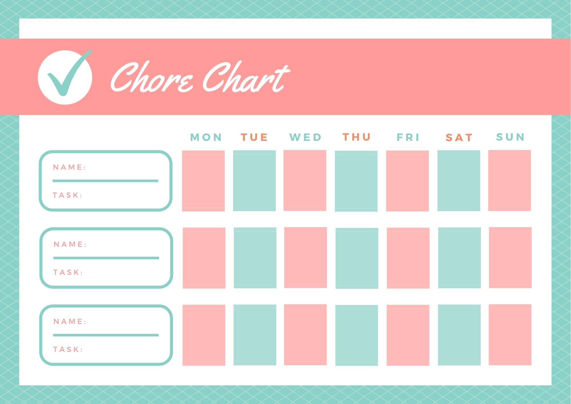 Printable Chore Chart Family