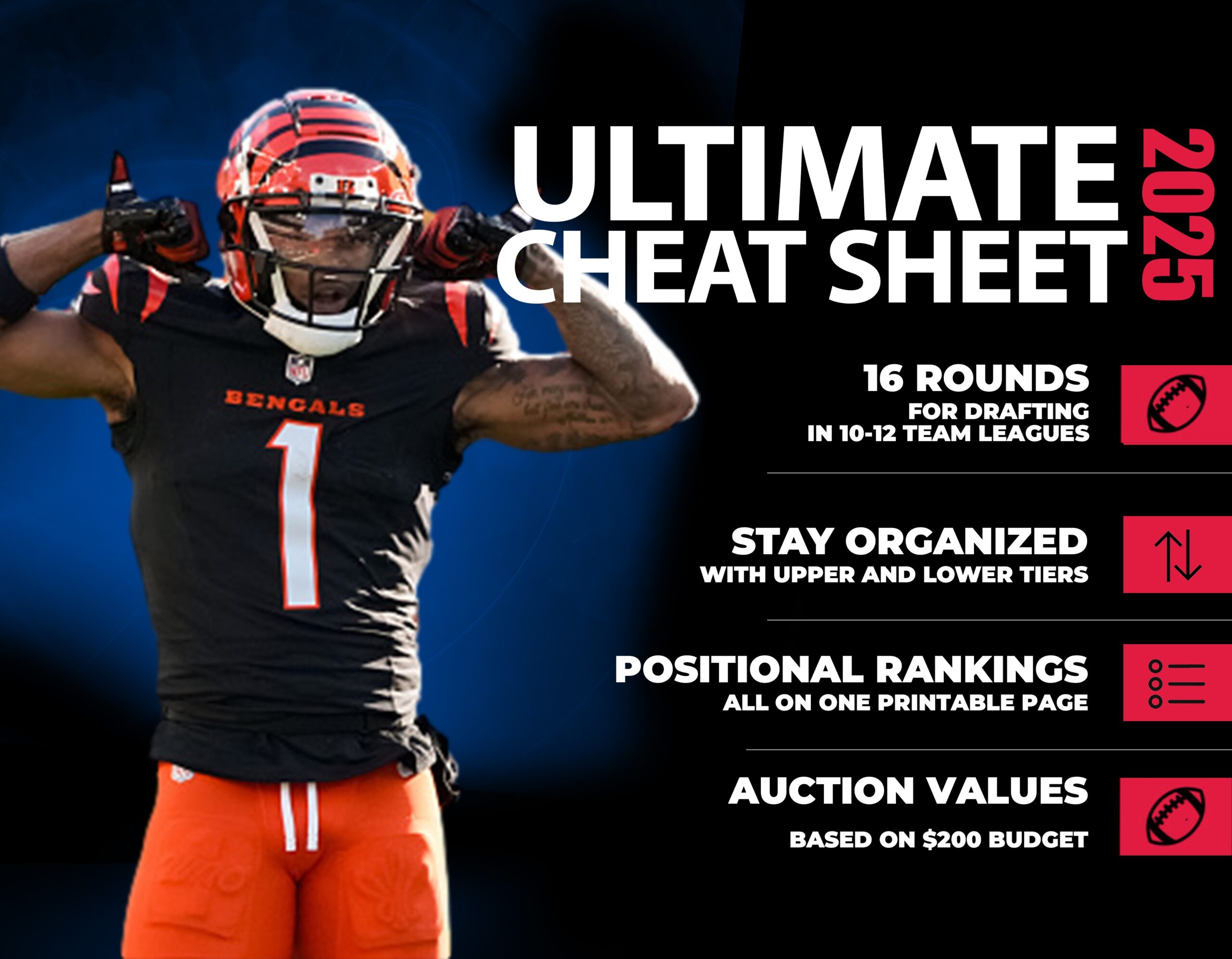 Fantasy Football Cheat Sheet 2025 Printable PDF For All Draft Formats