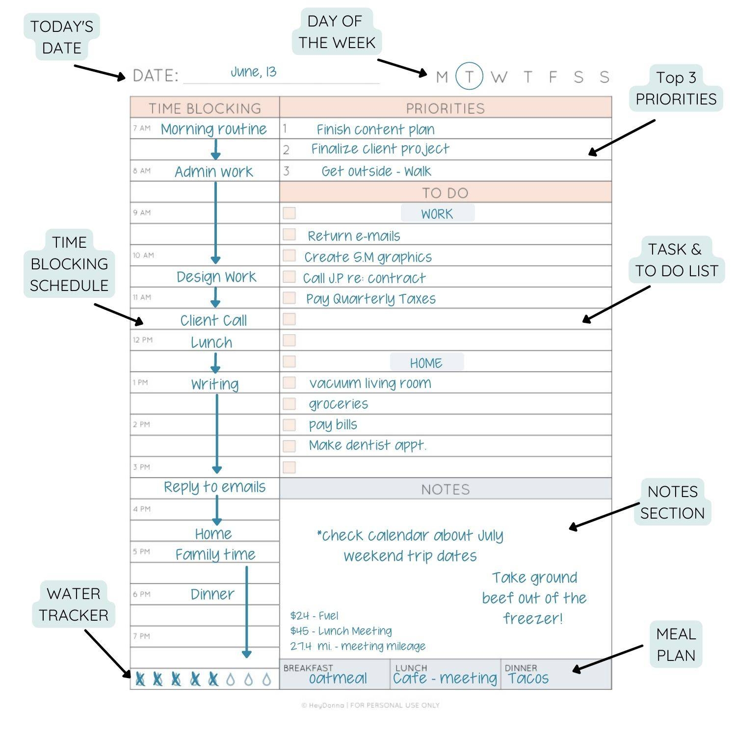 Half Sheet Productivity Printables Free