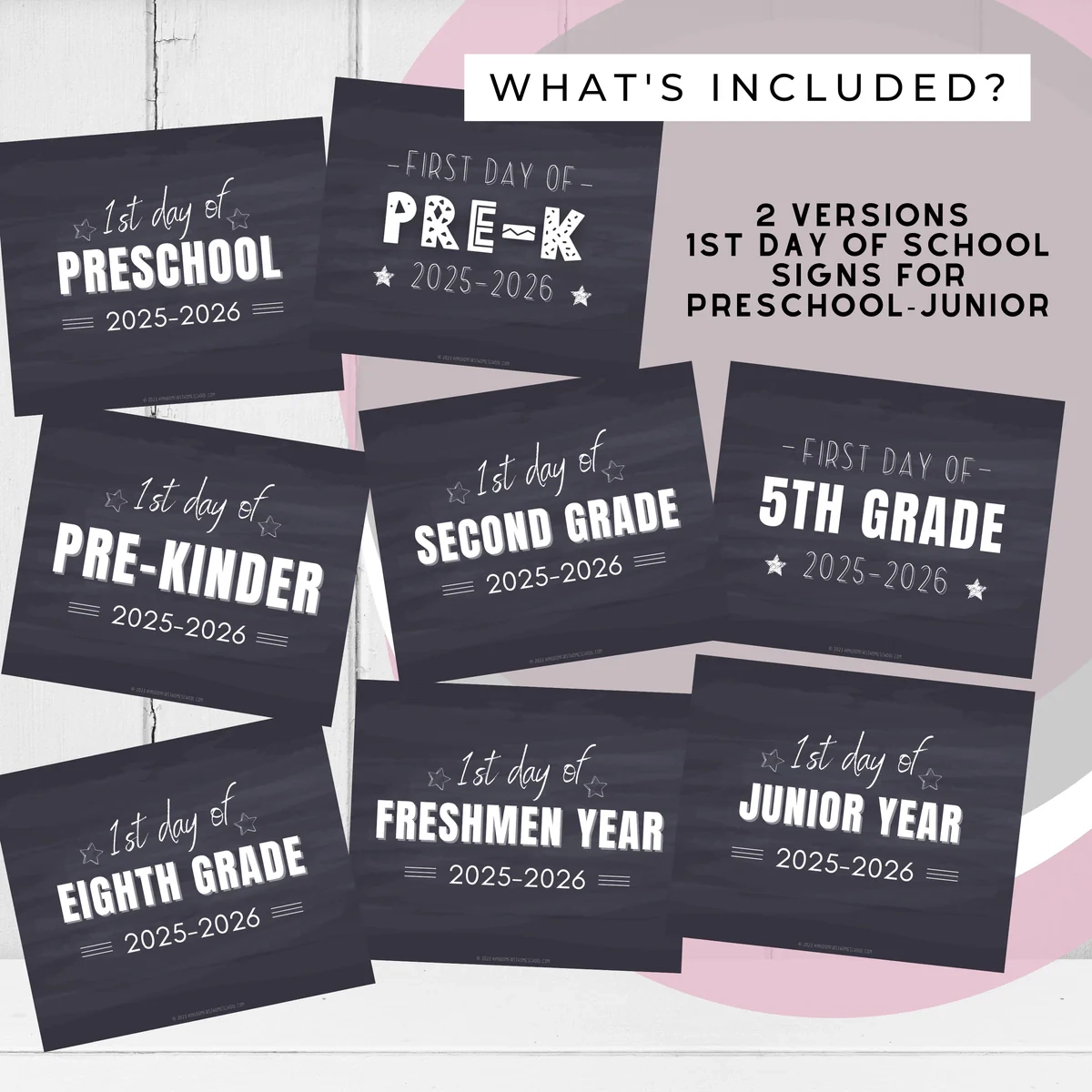 First Day Of School Signs 2025 2026 Chalkboard Forest Rose Creative