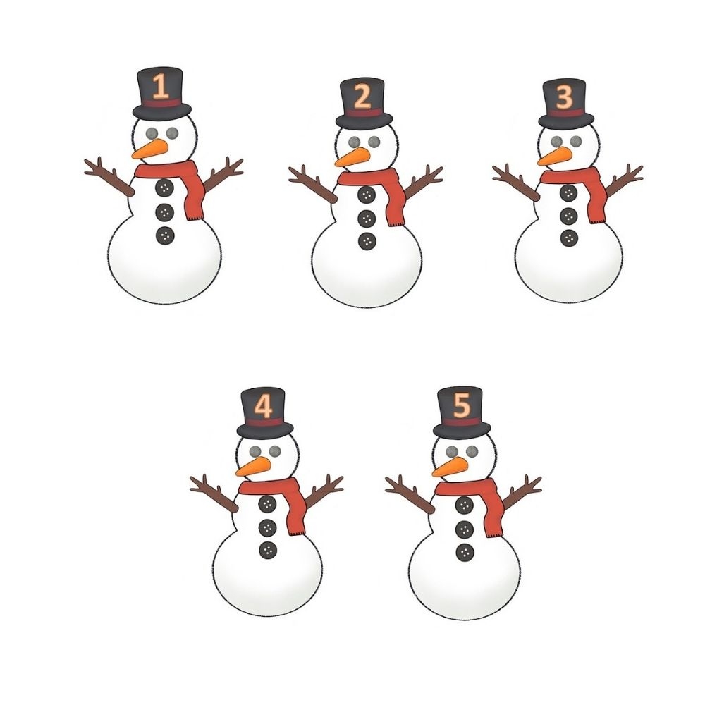Sheet Of Printable Small Snowmen