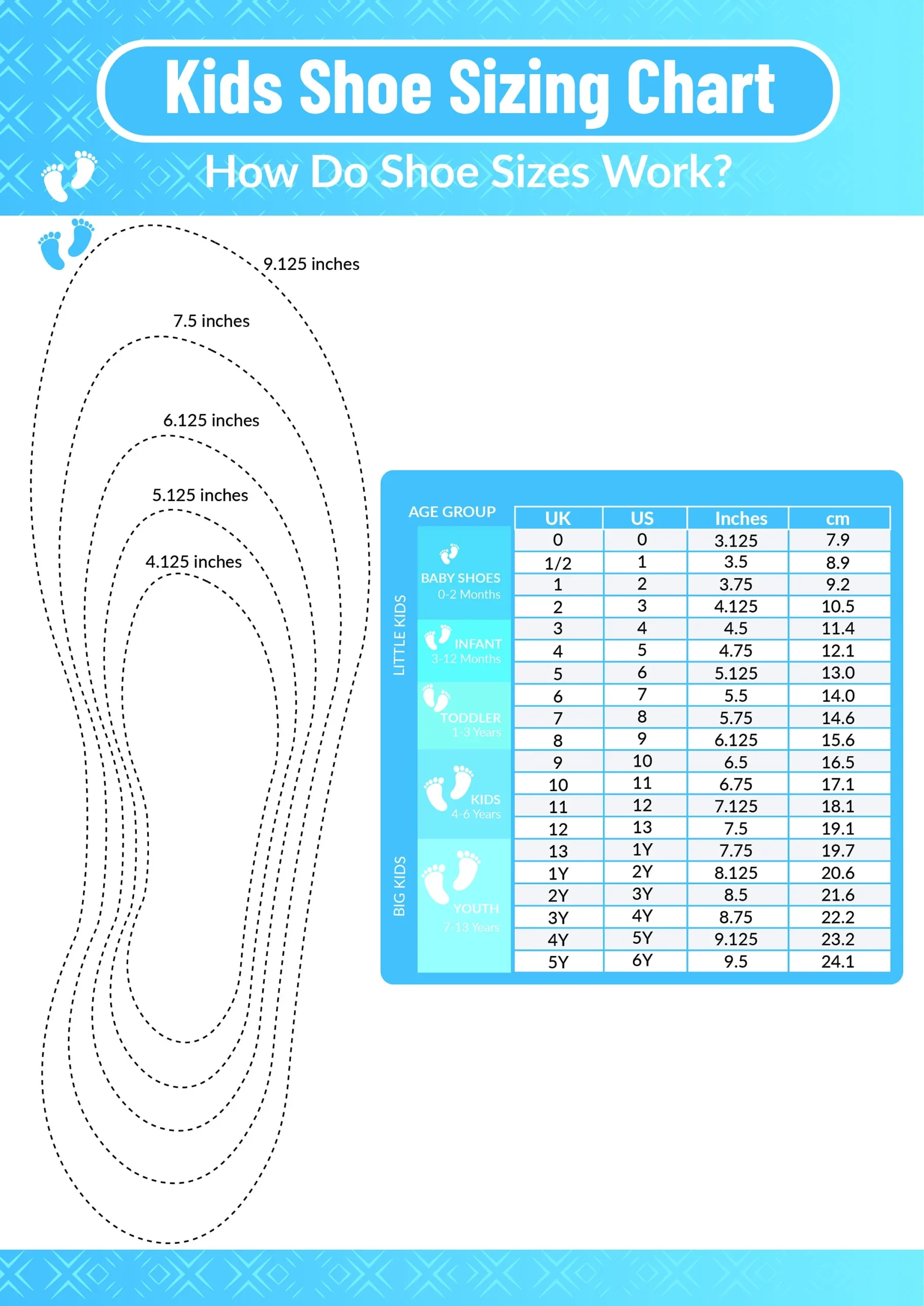 Foot Size Printable Chart Foot Size Printable Chart