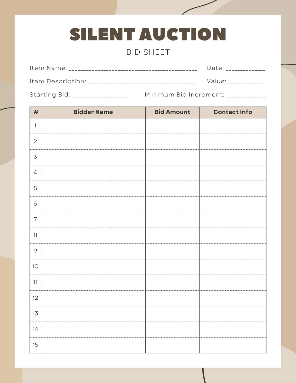 Free And Customizable Auction Templates Free And Customizable Auction Templates