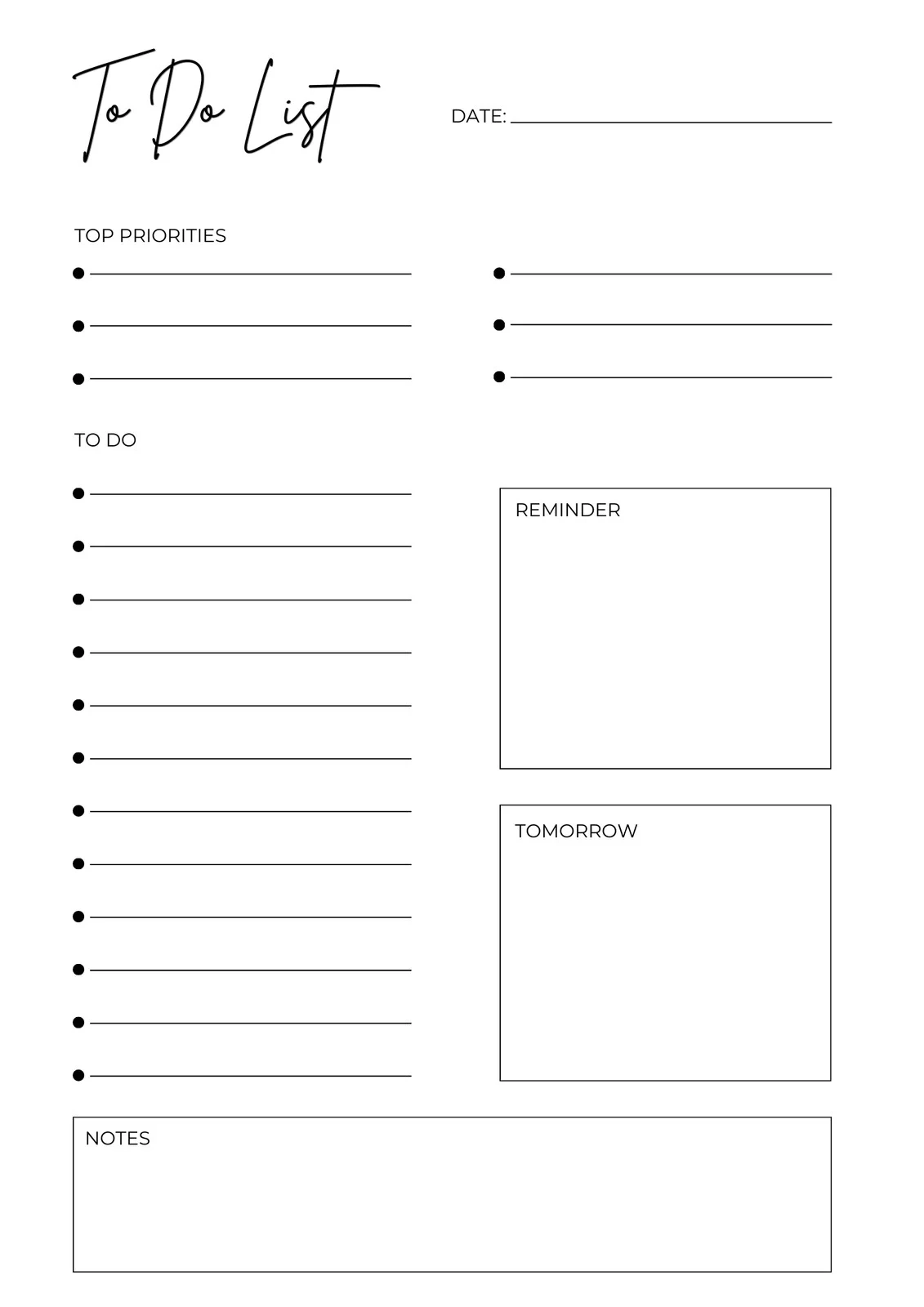 To Do Lists Templates Printable To Do Lists Templates Printable