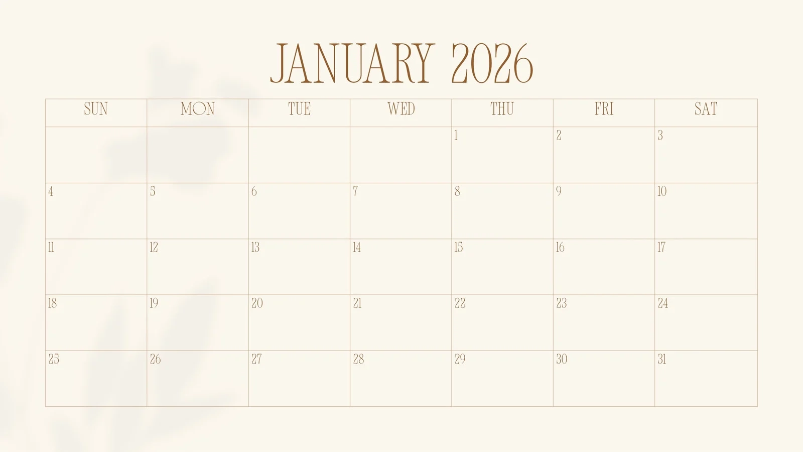 Free And Editable January 2026 Calendar Templates Canva Free And Editable January 2026 Calendar Templates Canva