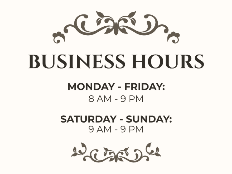 Free Business Hours Sign Template To Edit Online