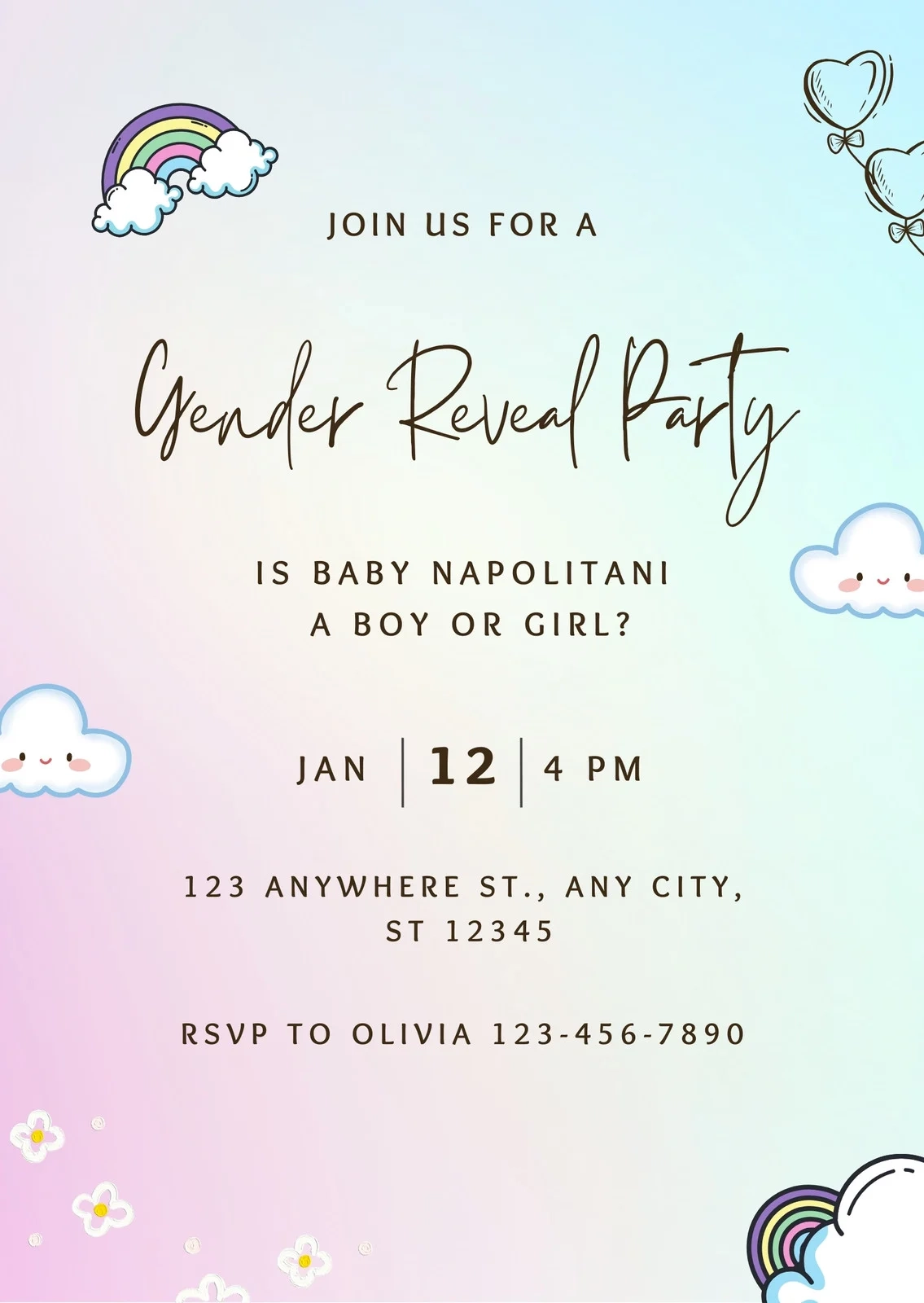 Invitation List Printable Gender Reveal Invitation List Printable Gender Reveal