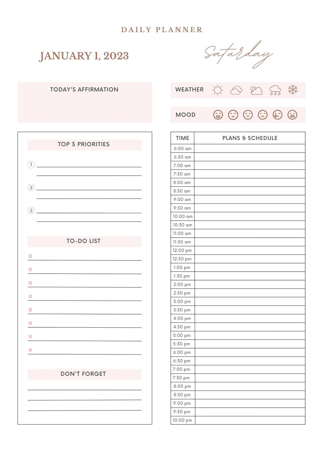 Customizable Free Printable Daily Planner Template Customizable Free Printable Daily Planner Template