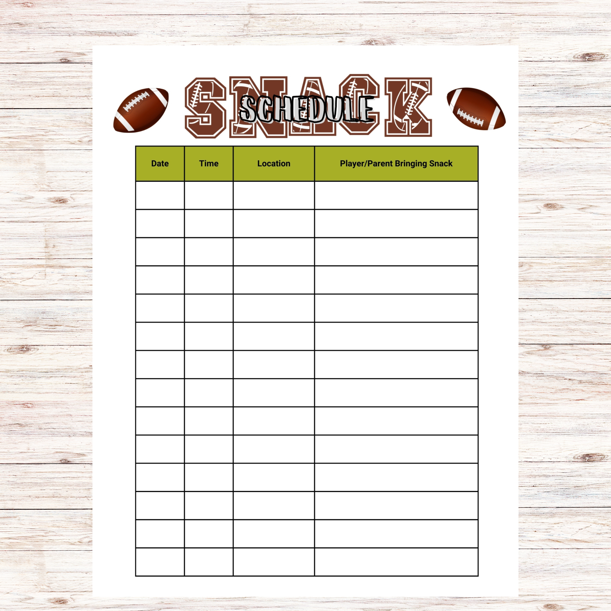 Free Snack Schedule Template Printable Free Snack Schedule Template Printable