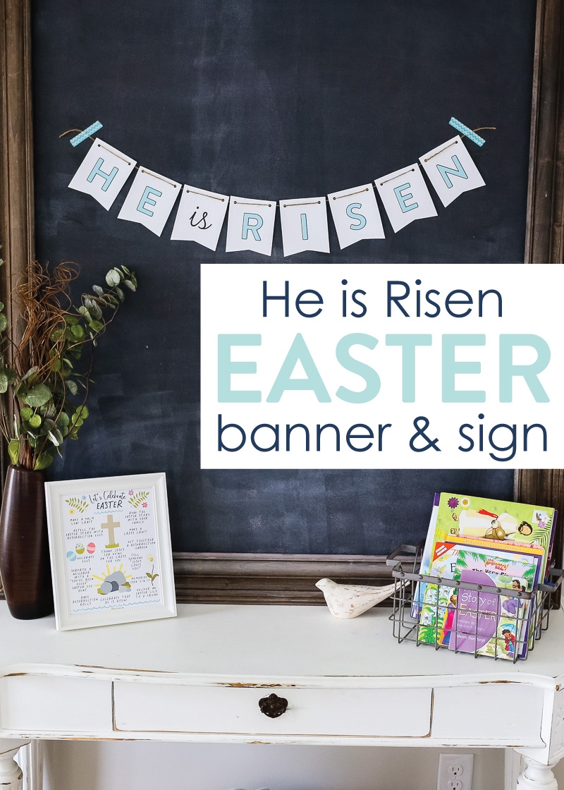 FREE He Is Risen Easter Printable Banner And Sign By The Littles Me FREE He Is Risen Easter Printable Banner And Sign By The Littles Me