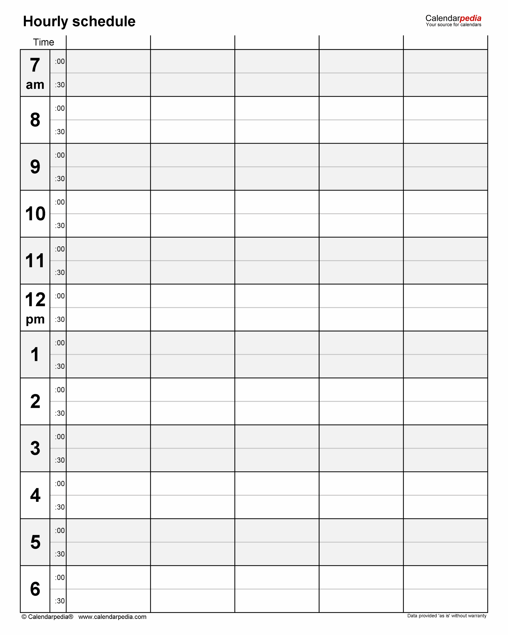 Free Hourly Schedules In PDF Format 20 Templates