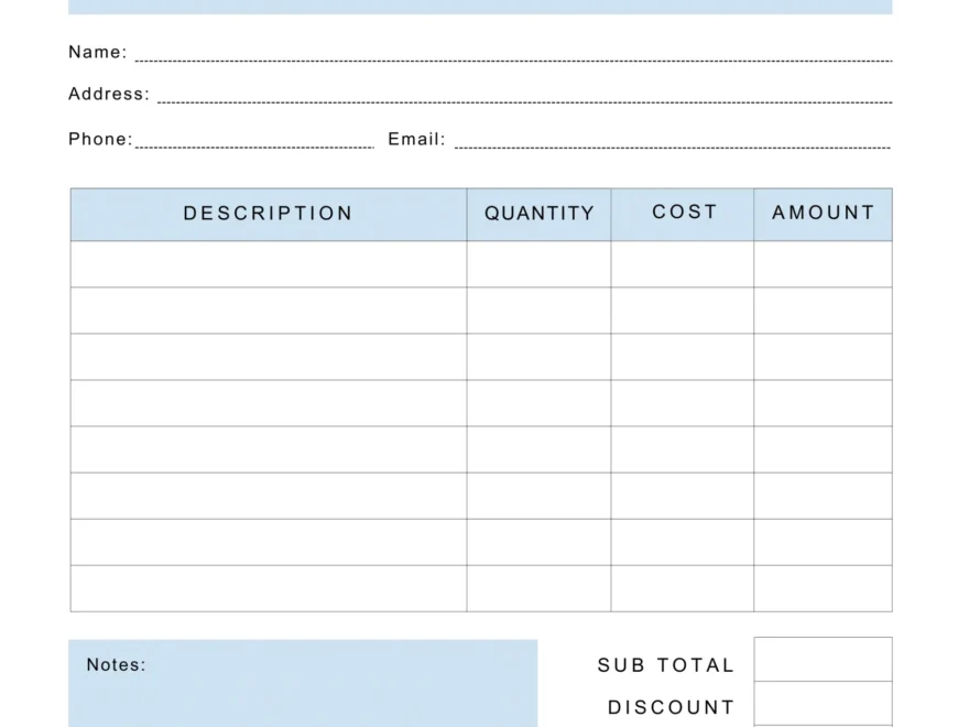 Free Invoice Template Blank Printable Download