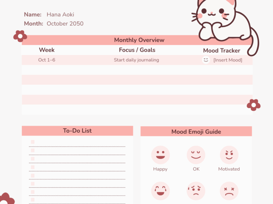 Free Kawaii Planner Templates To Customize Online