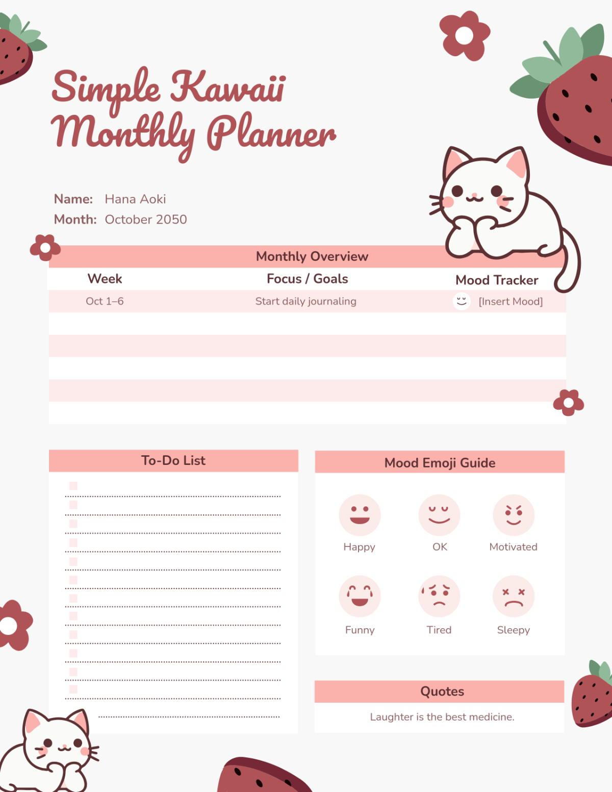 Free Kawaii Planner Templates To Customize Online