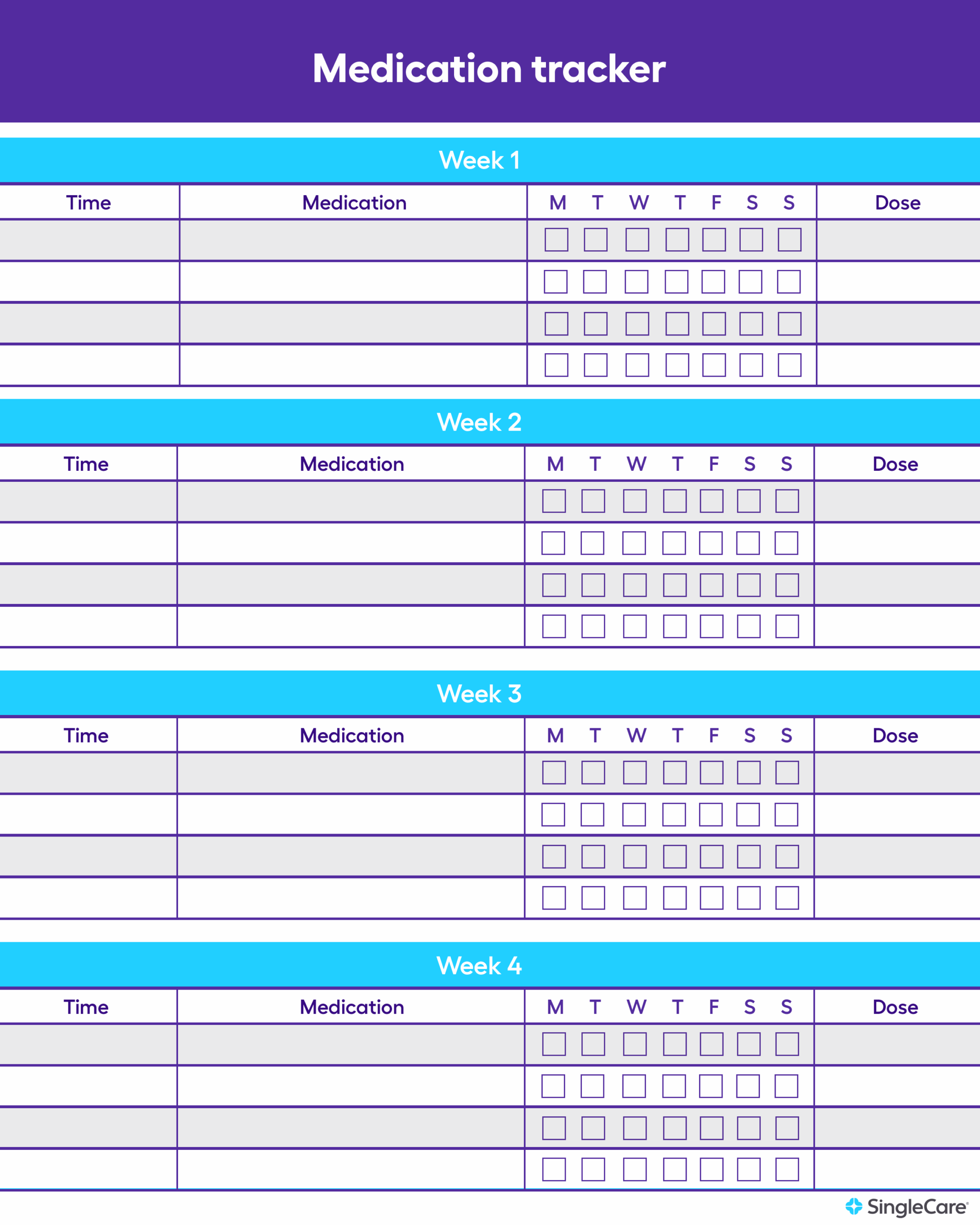 Printable Medication Tracker Chart