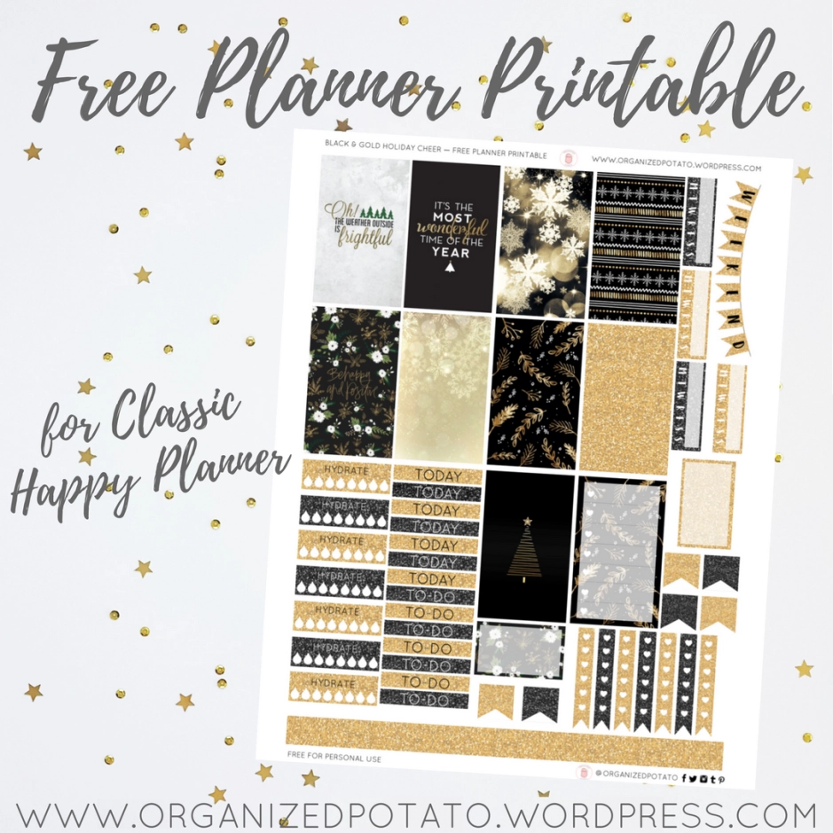 Free Planner Printable Black Gold Holiday Cheer Organized Potato Free Planner Printable Black Gold Holiday Cheer Organized Potato