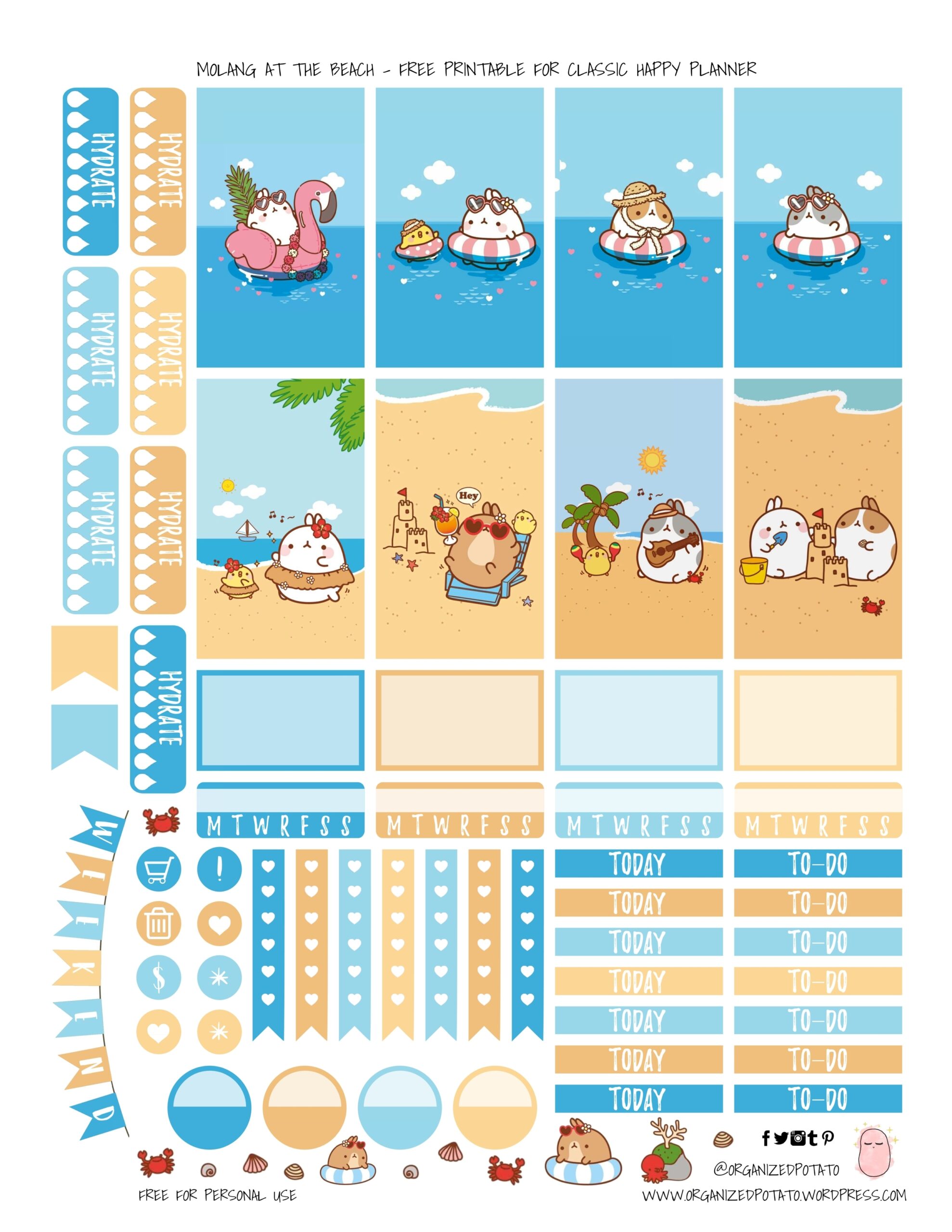Free Planner Printable Molang At The Beach Organized Potato