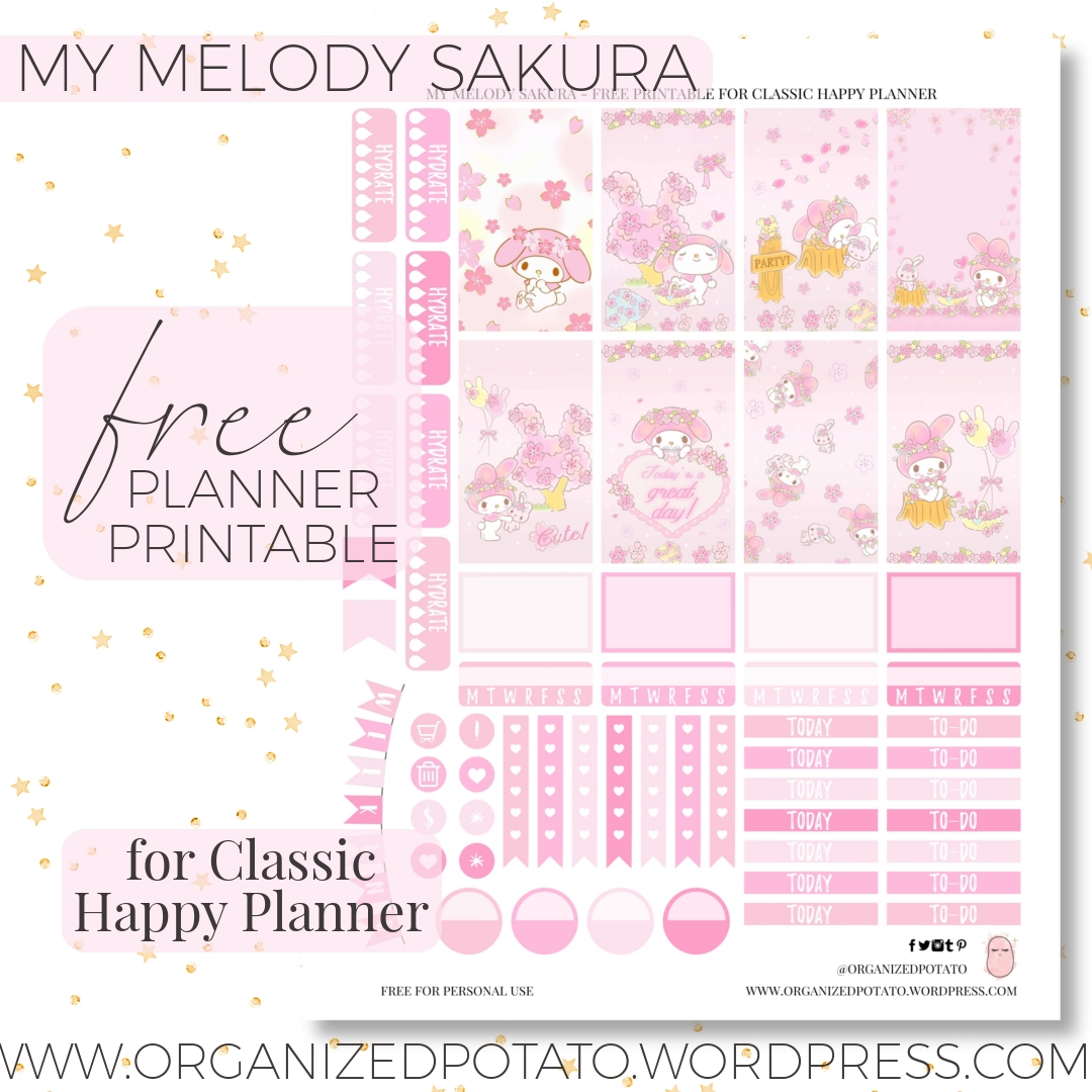 Free Planner Printable My Melody Sakura Organized Potato