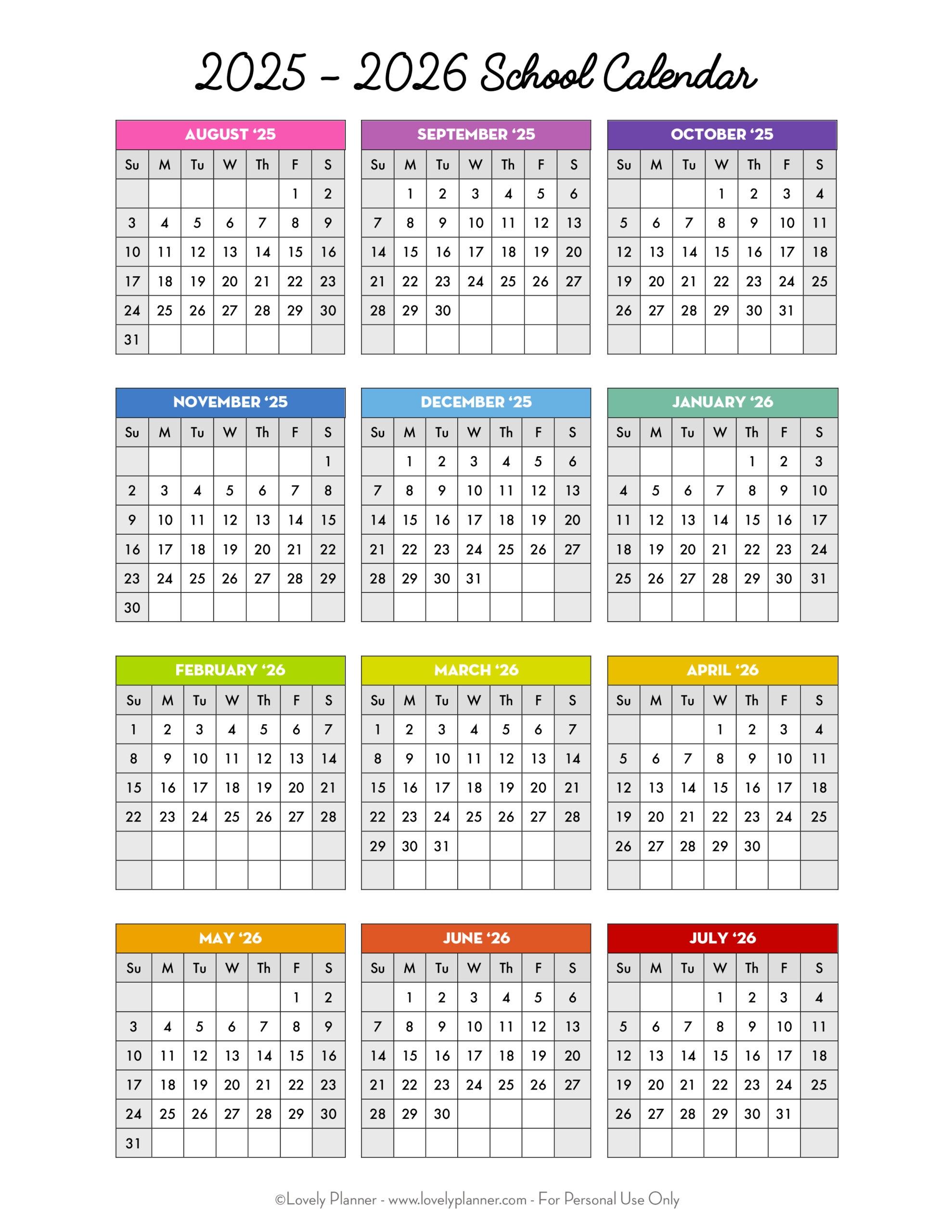 Free Printable Planner 2025-2026 Free Printable Planner 2025-2026