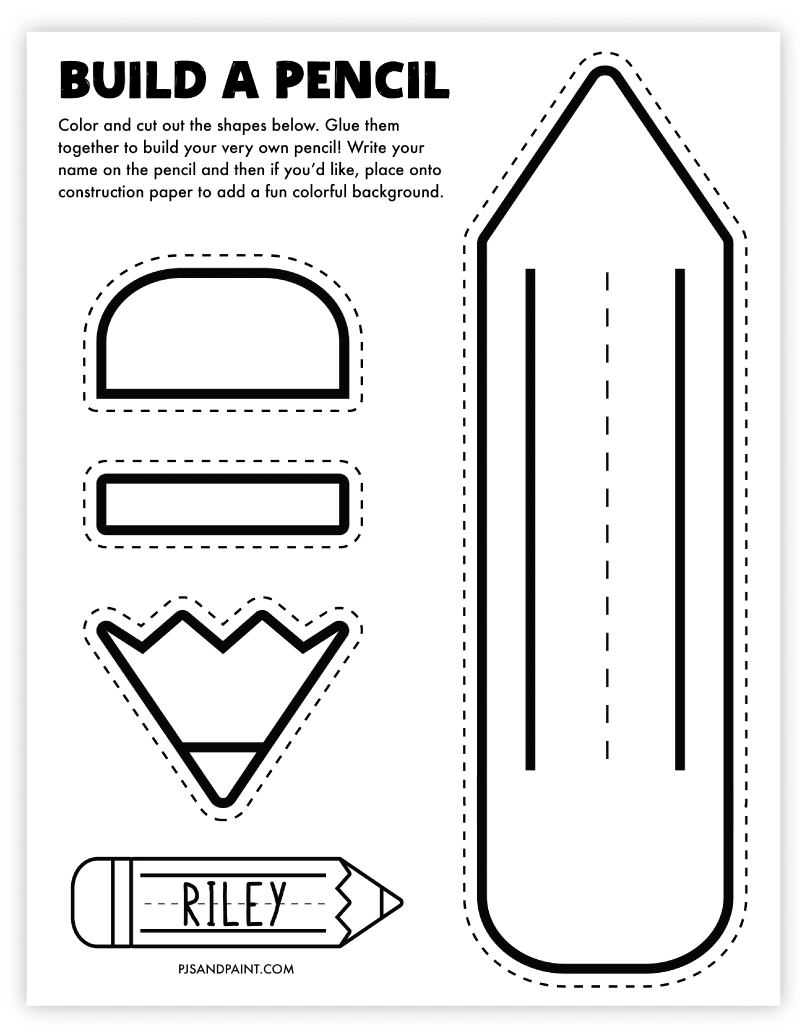 Free Printable Build A Pencil Craft Pjs And Paint Free Printable Build A Pencil Craft Pjs And Paint
