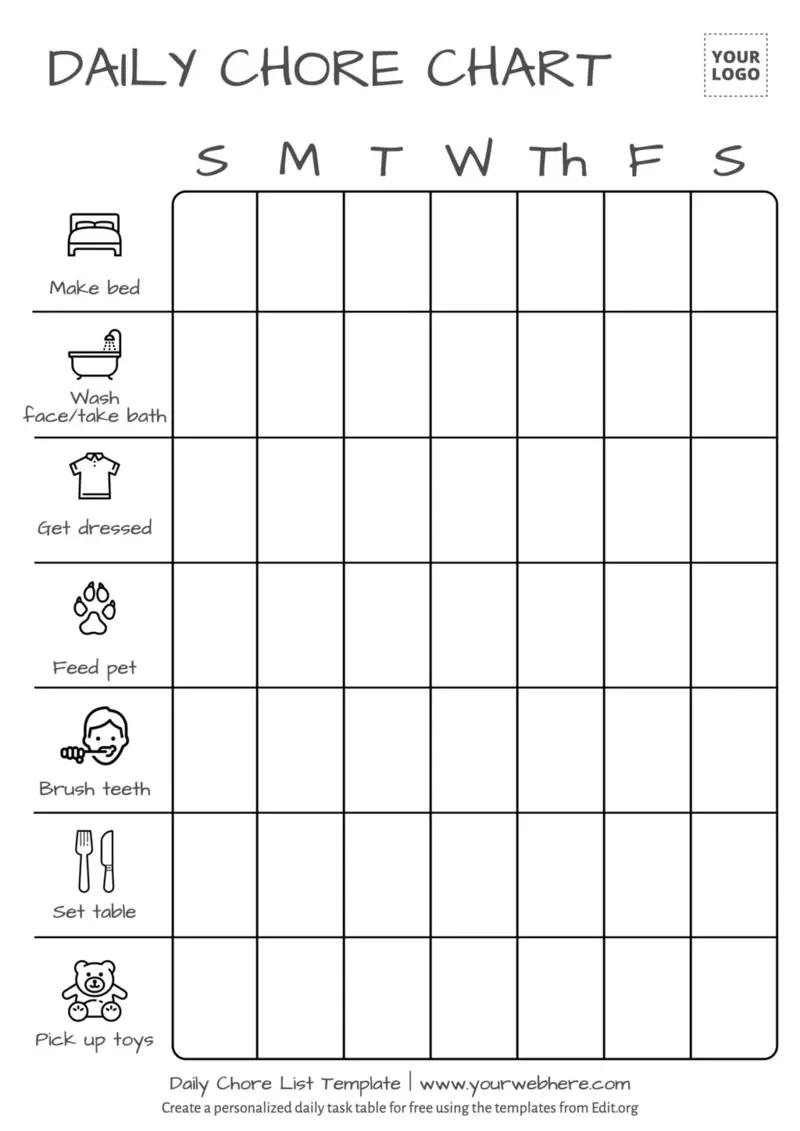 Blank Printable Chore Charts Blank Printable Chore Charts
